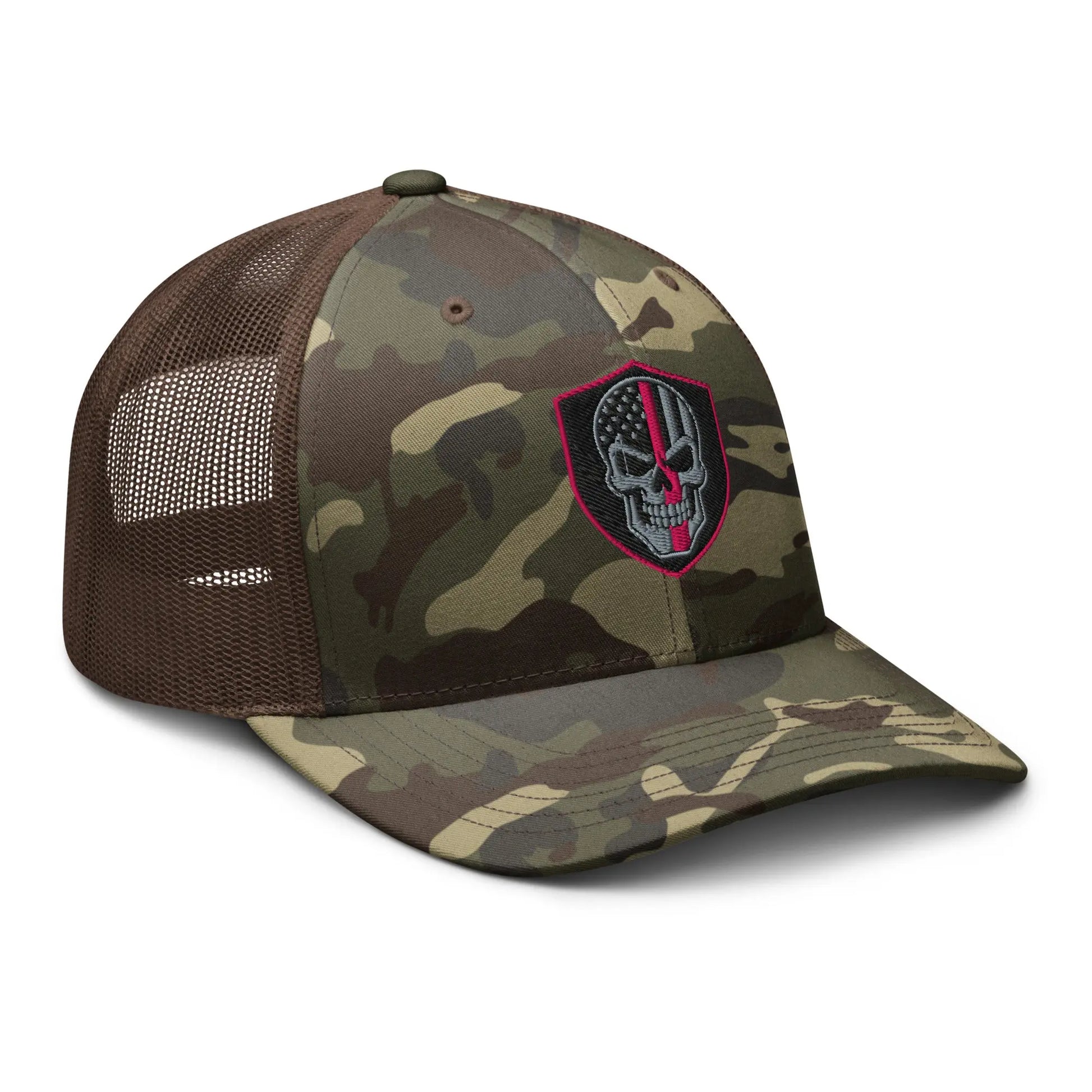 Hats  Snapback Custom Trucker Hats Back the Pink Line Skull Camo Patriotic Cap Infidel Collective