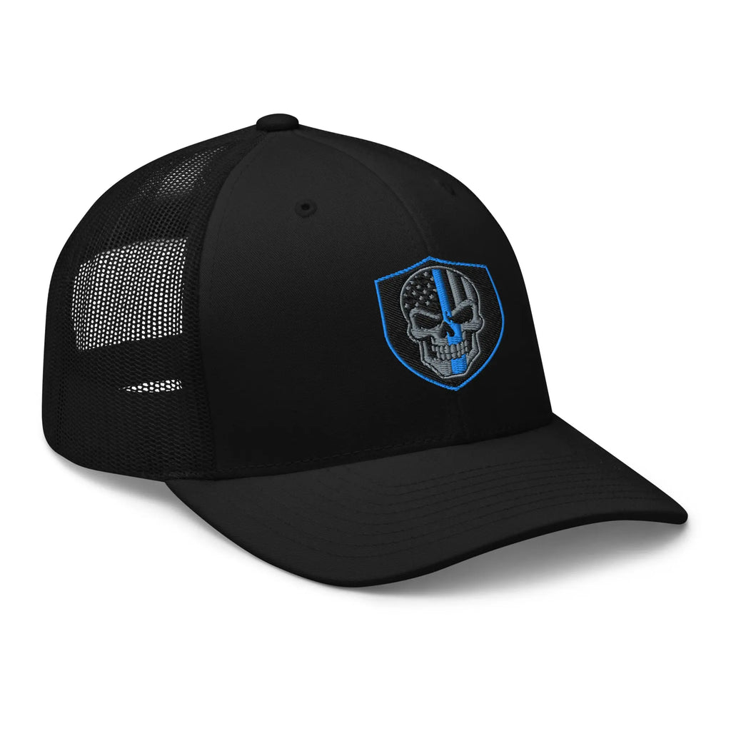 Hats  Snapback Custom Trucker Hats Blue Line Skull Cool Patriotic Cap Infidel Collective