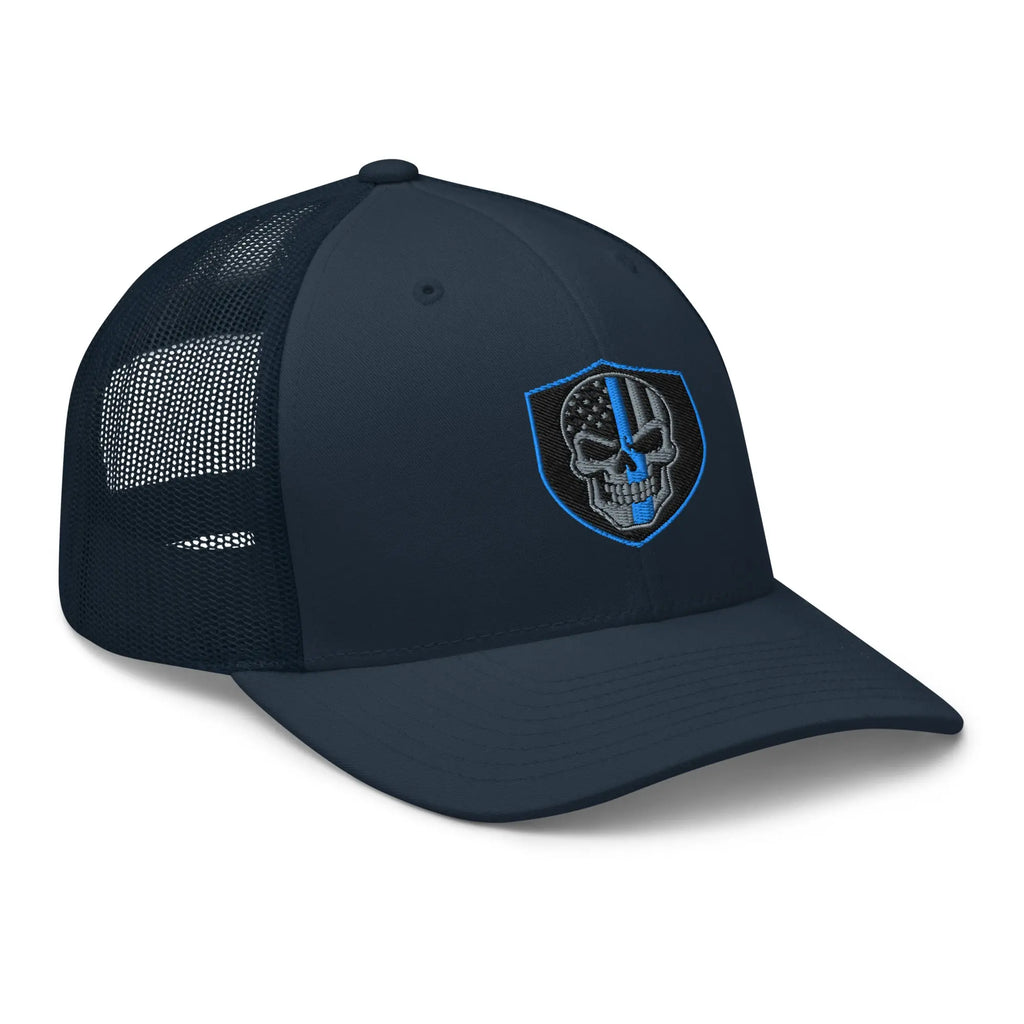Hats  Snapback Custom Trucker Hats Blue Line Skull Cool Patriotic Cap Infidel Collective