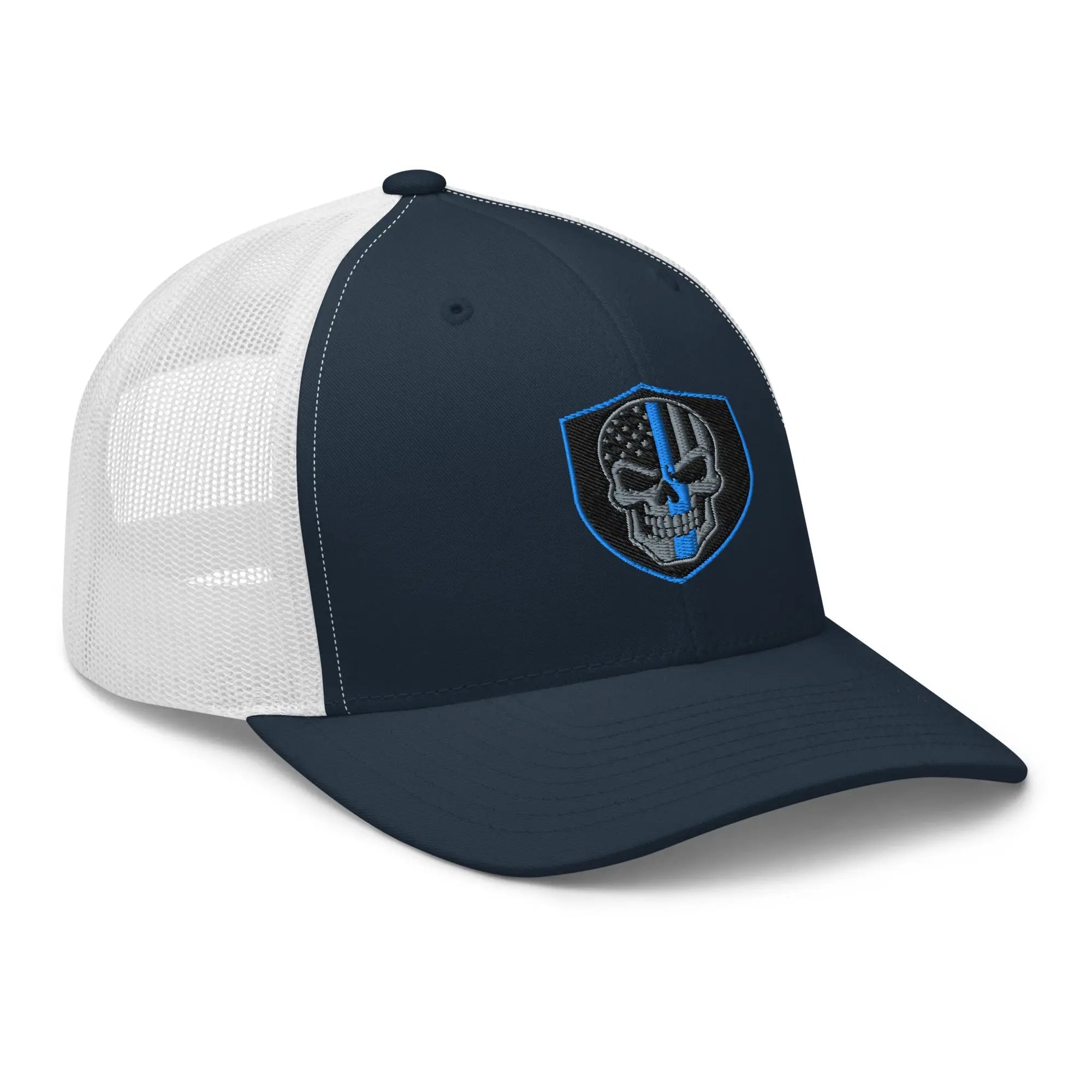 Hats  Snapback Custom Trucker Hats Blue Line Skull Cool Patriotic Cap Infidel Collective