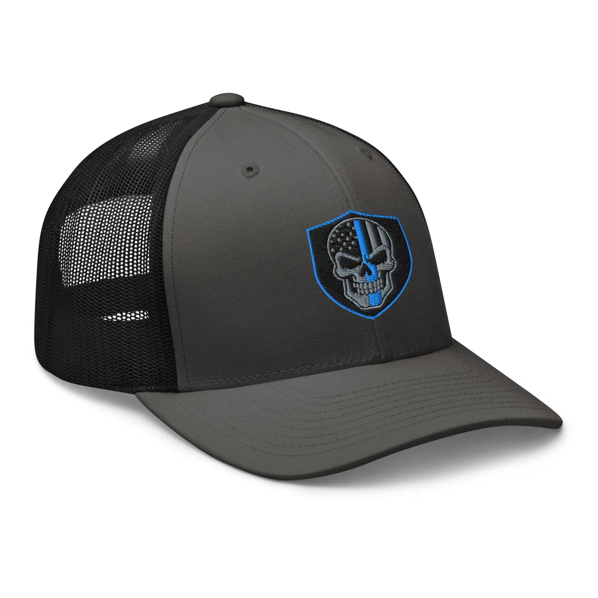 Hats  Snapback Custom Trucker Hats Blue Line Skull Cool Patriotic Cap Infidel Collective