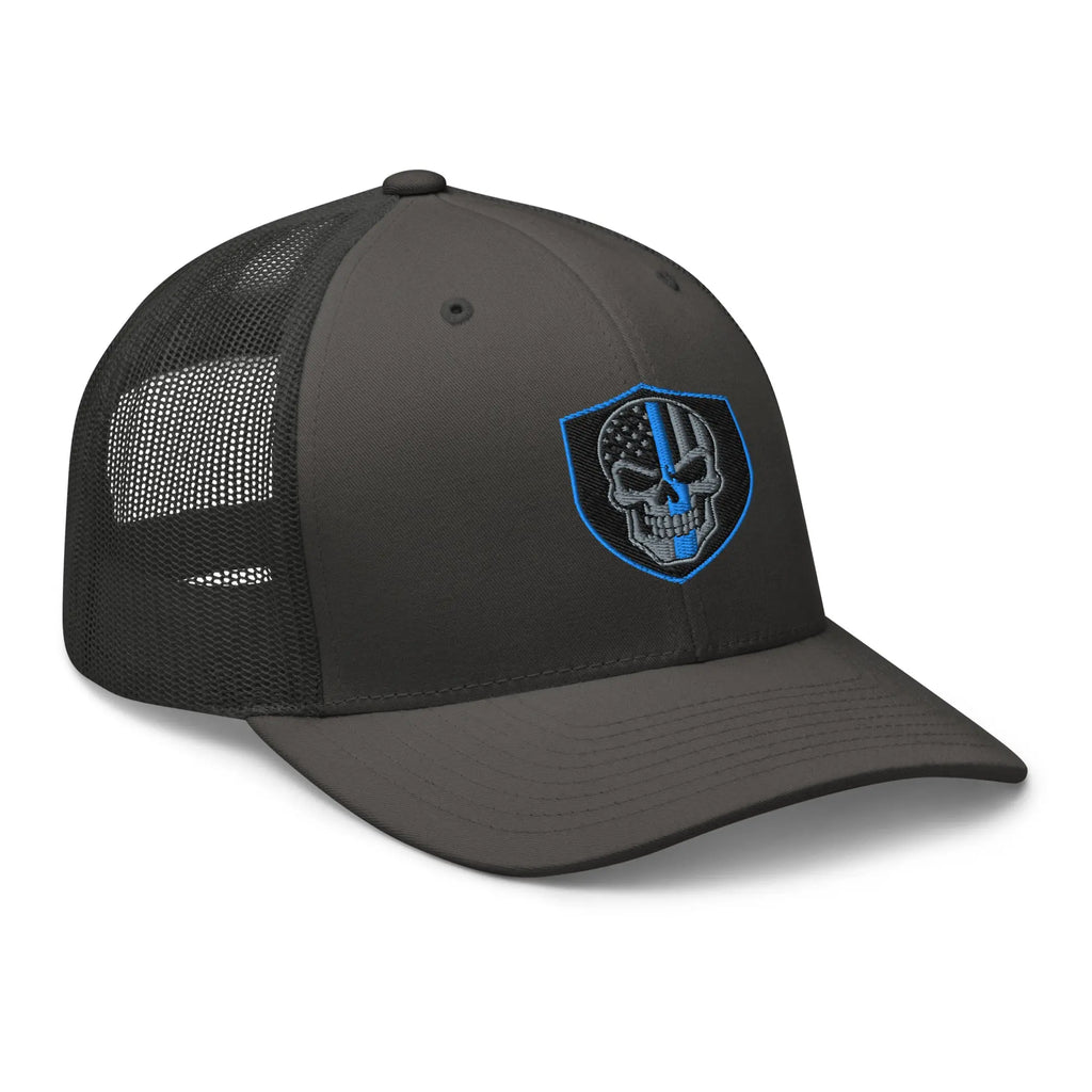 Hats  Snapback Custom Trucker Hats Blue Line Skull Cool Patriotic Cap Infidel Collective