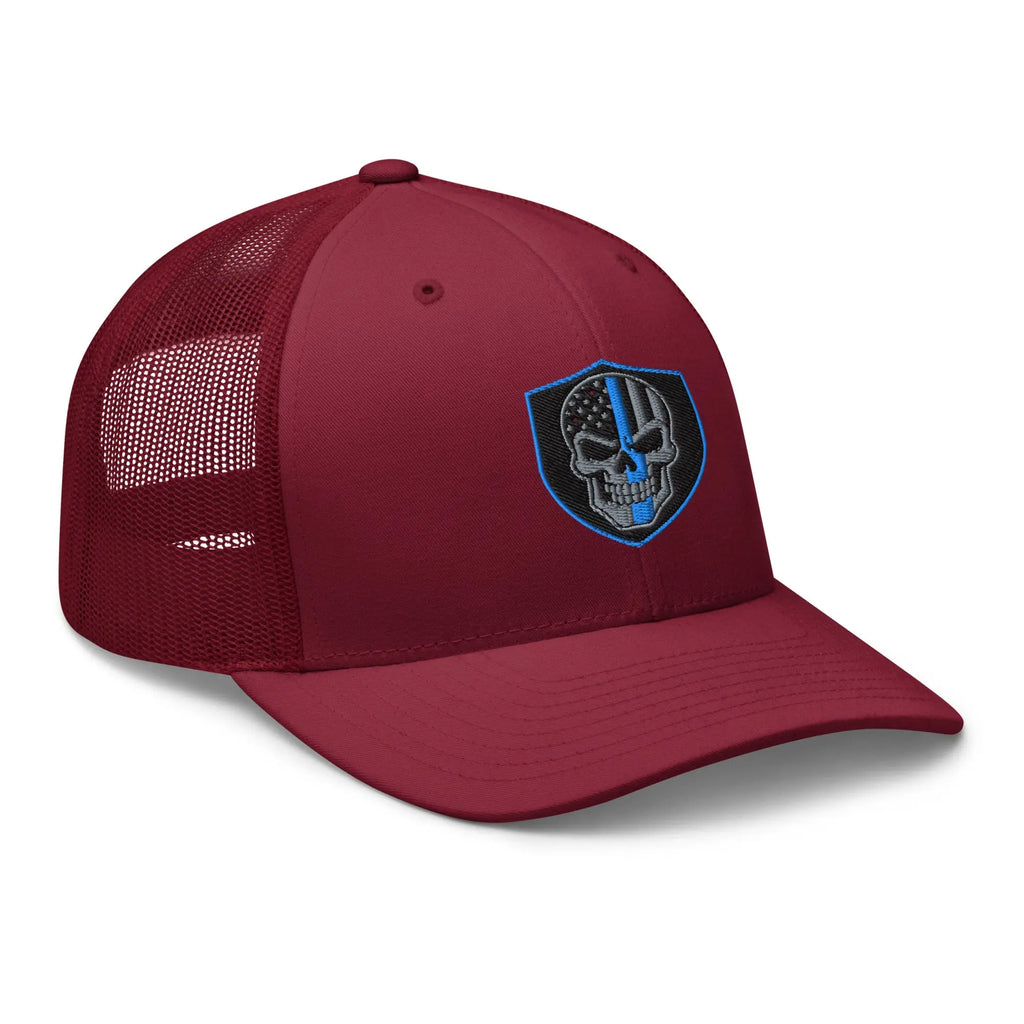 Hats  Snapback Custom Trucker Hats Blue Line Skull Cool Patriotic Cap Infidel Collective
