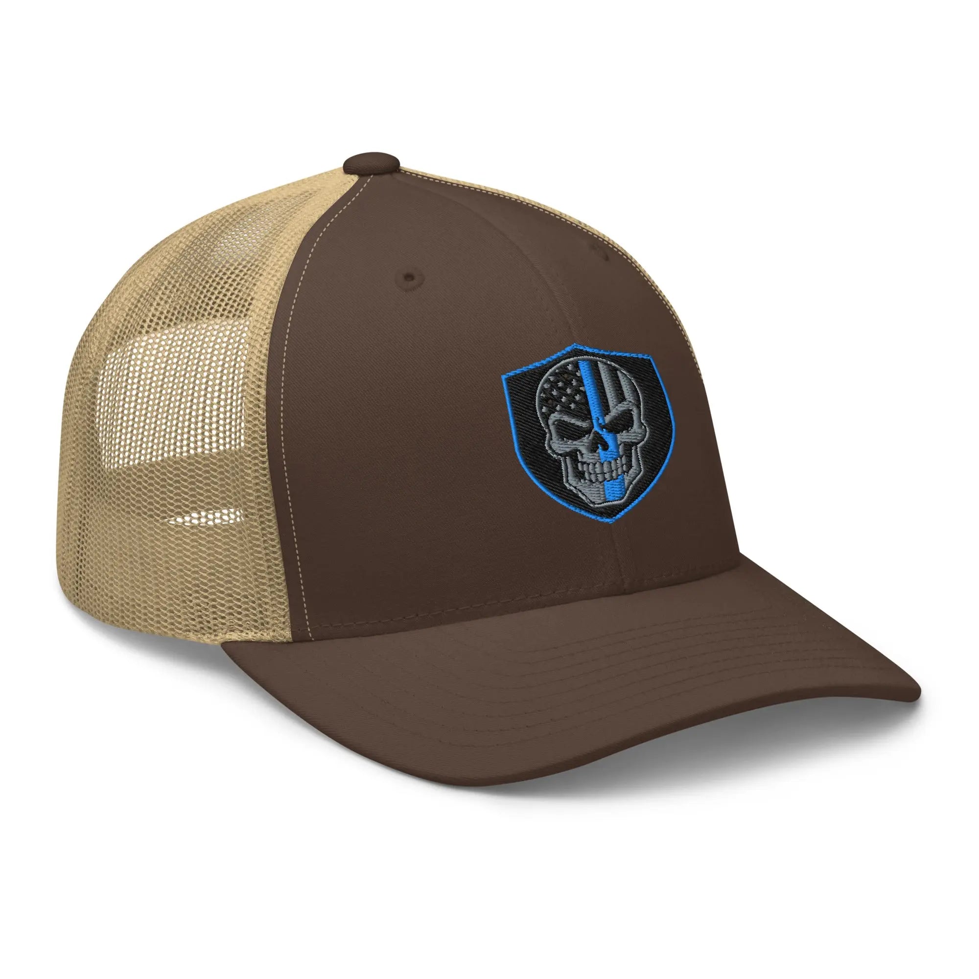 Hats  Snapback Custom Trucker Hats Blue Line Skull Cool Patriotic Cap Infidel Collective