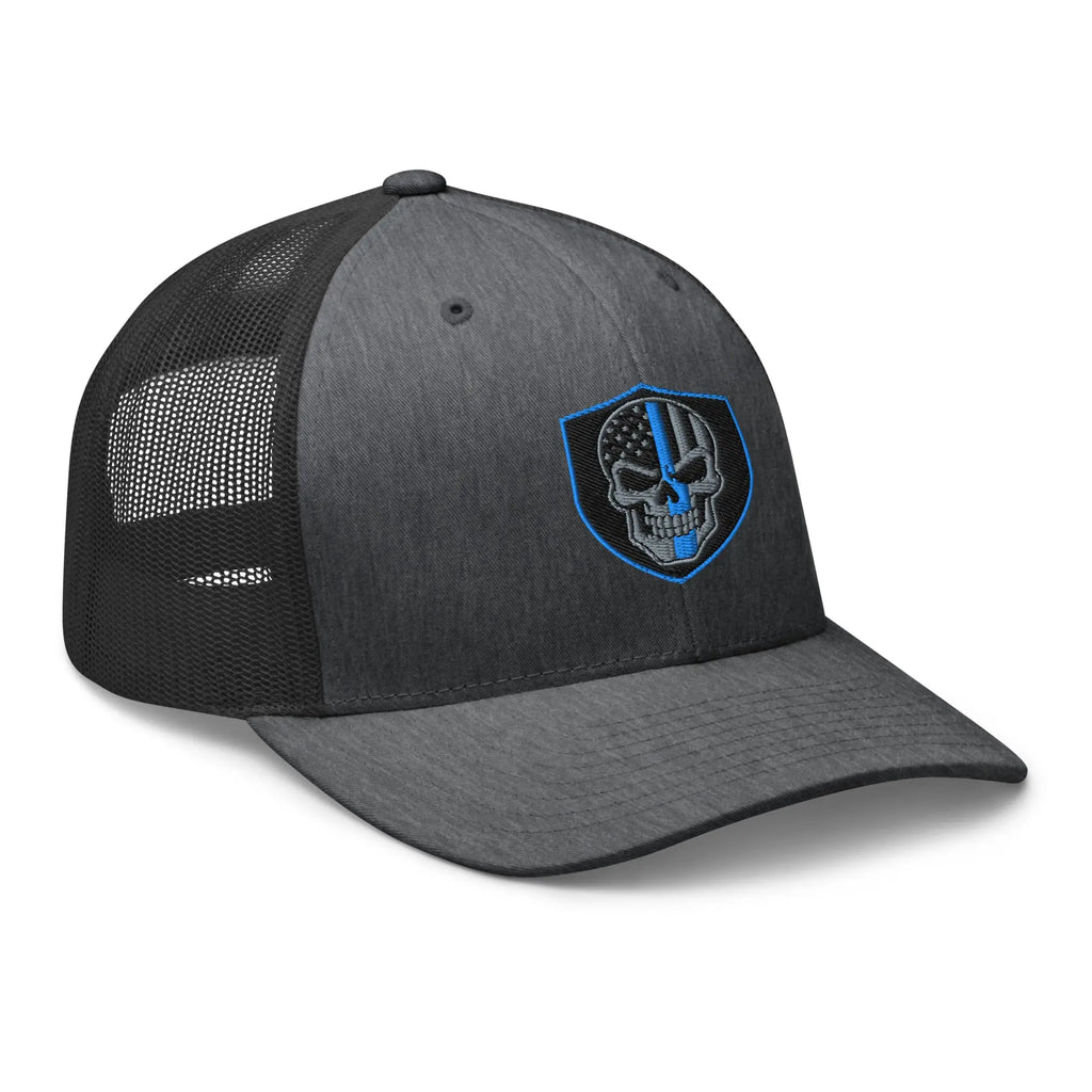 Hats  Snapback Custom Trucker Hats Blue Line Skull Cool Patriotic Cap Infidel Collective