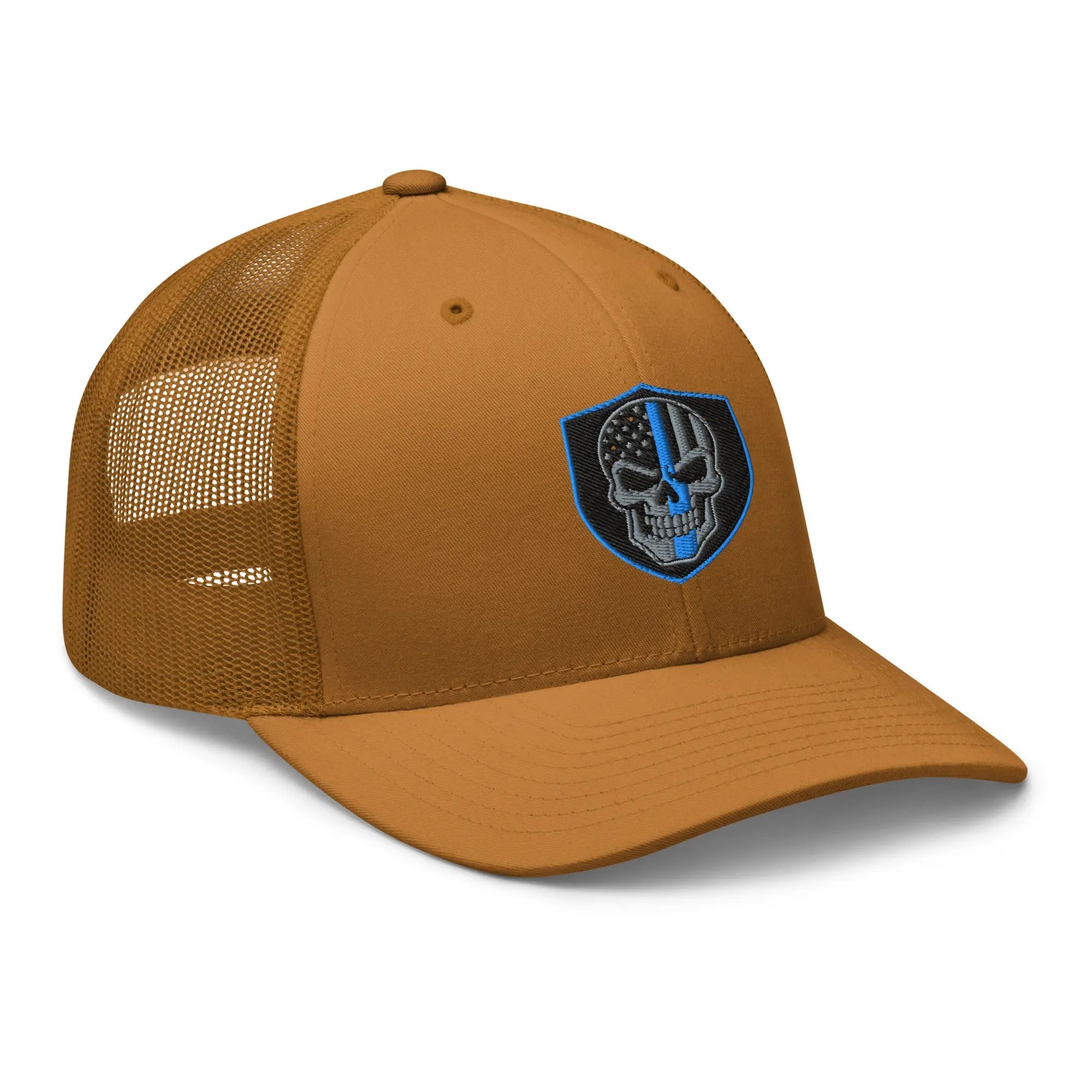 Hats  Snapback Custom Trucker Hats Blue Line Skull Cool Patriotic Cap Infidel Collective