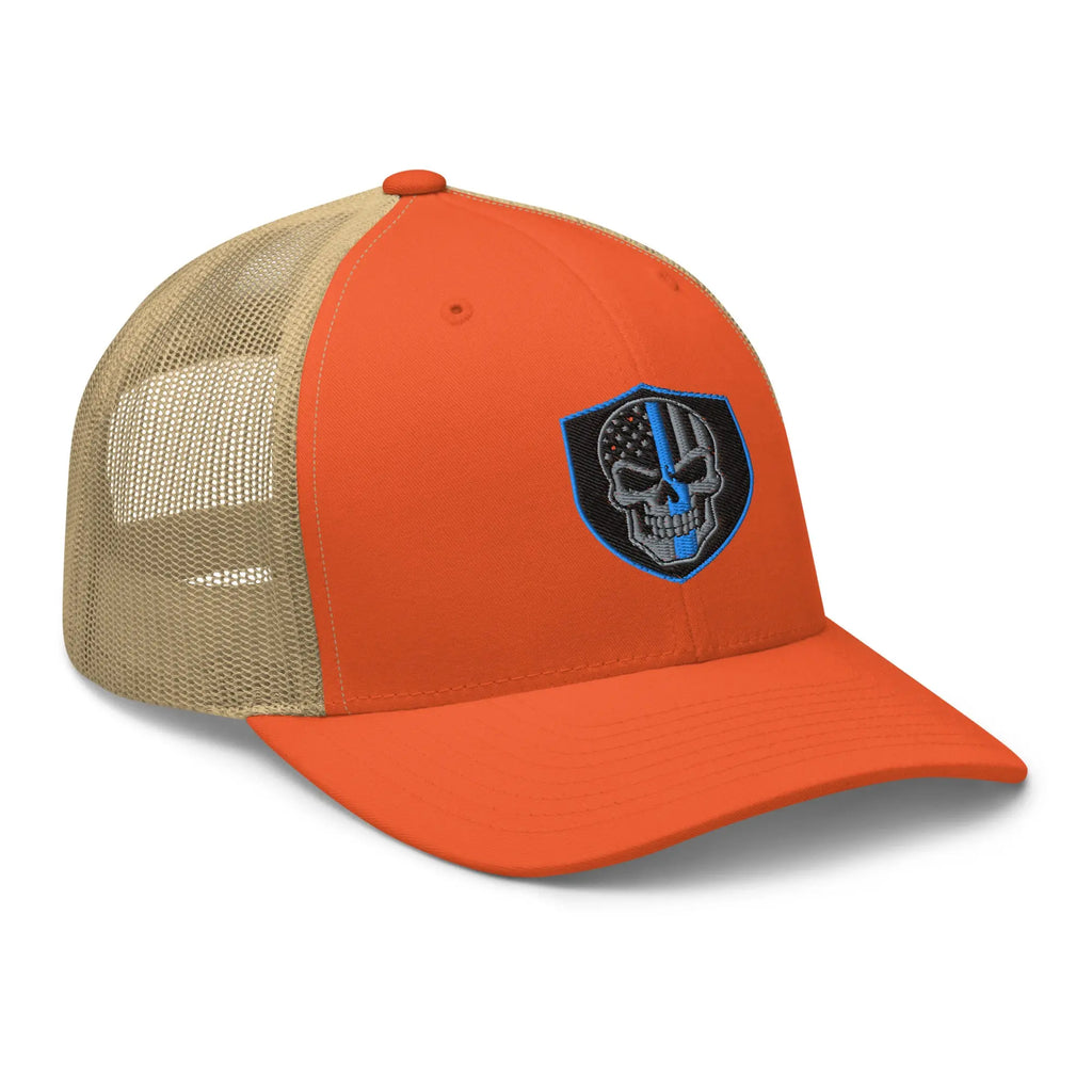 Hats  Snapback Custom Trucker Hats Blue Line Skull Cool Patriotic Cap Infidel Collective