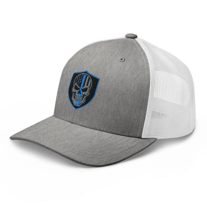 Hats  Snapback Custom Trucker Hats Blue Line Skull Cool Patriotic Cap Infidel Collective