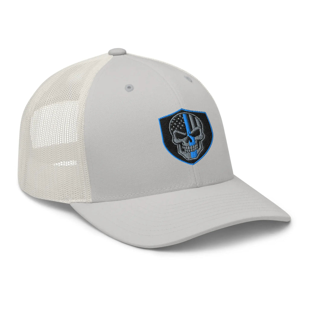 Hats  Snapback Custom Trucker Hats Blue Line Skull Cool Patriotic Cap Infidel Collective