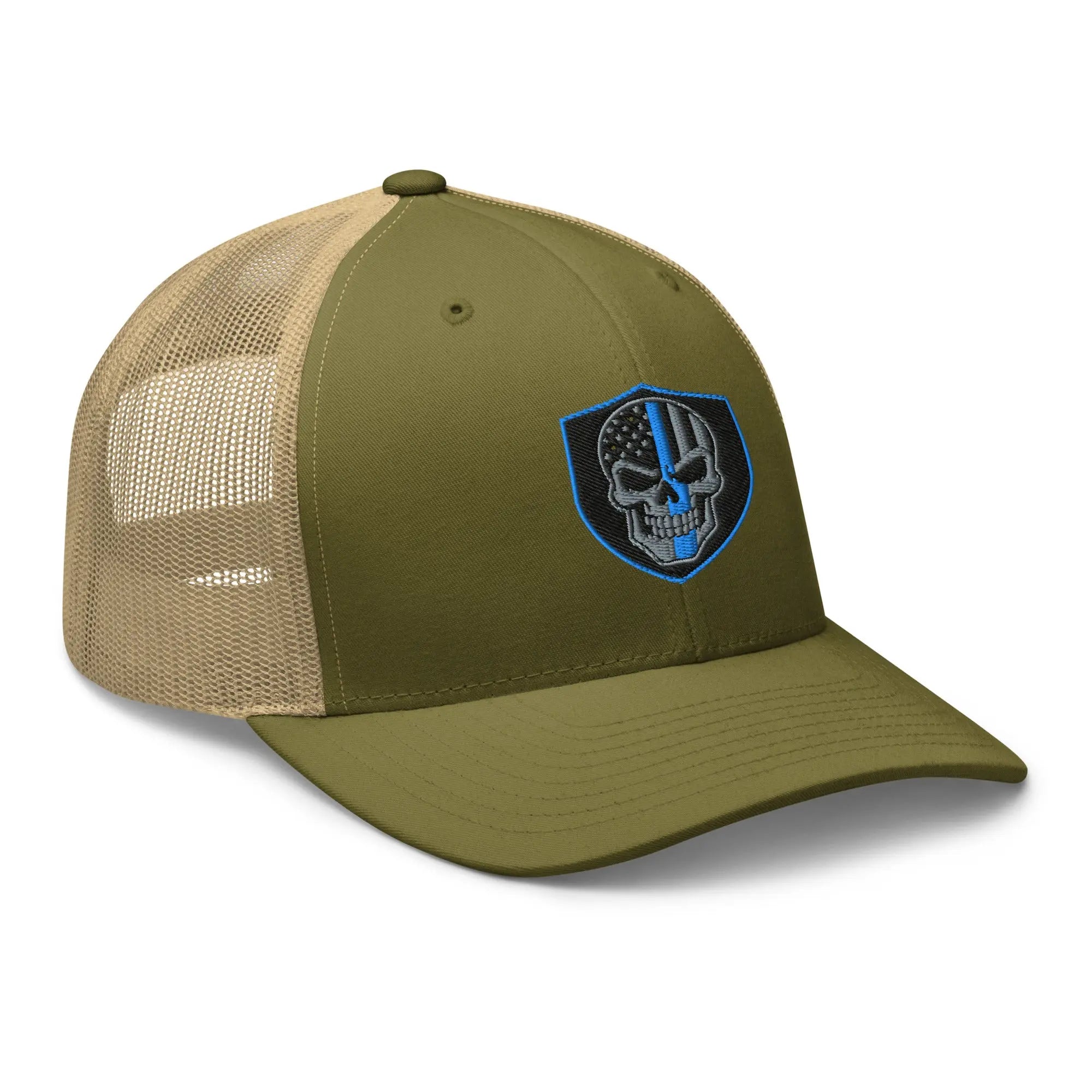 Hats  Snapback Custom Trucker Hats Blue Line Skull Cool Patriotic Cap Infidel Collective