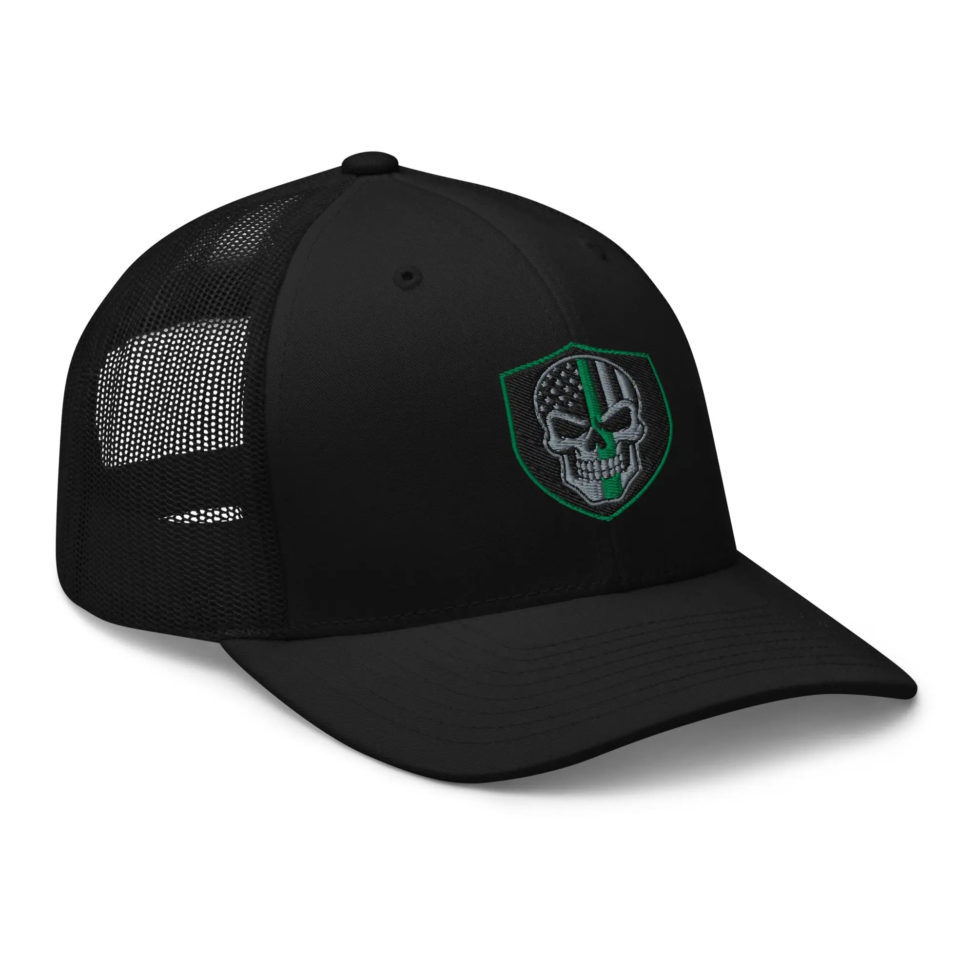 Hats  Snapback Custom Trucker Hats Green Line Skull Patriotic Cap for Men & Women Infidel Collective