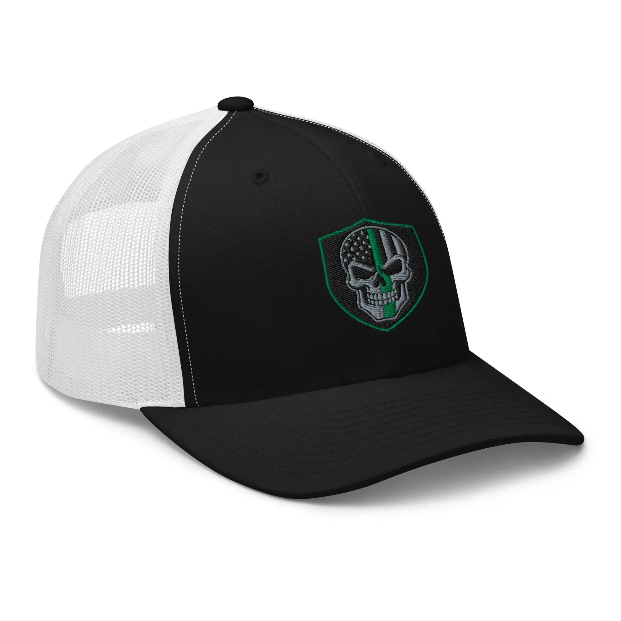 Hats  Snapback Custom Trucker Hats Green Line Skull Patriotic Cap for Men & Women Infidel Collective