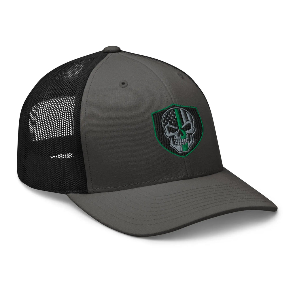 Hats  Snapback Custom Trucker Hats Green Line Skull Patriotic Cap for Men & Women Infidel Collective