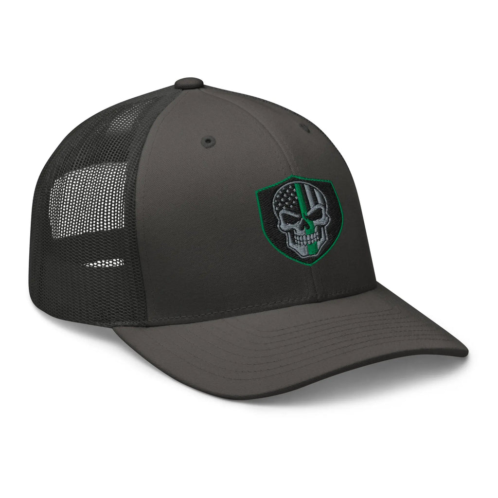 Hats  Snapback Custom Trucker Hats Green Line Skull Patriotic Cap for Men & Women Infidel Collective