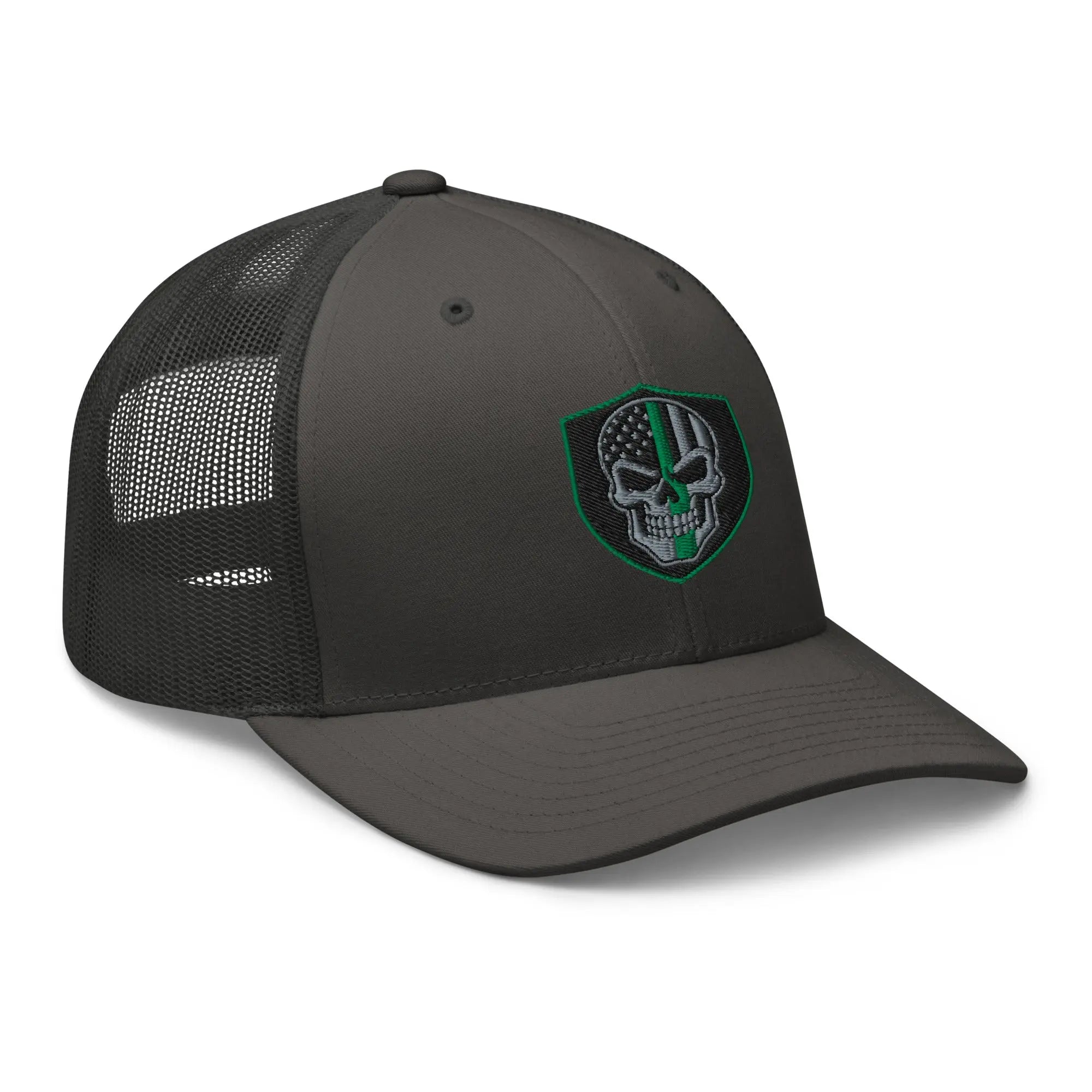 Hats  Snapback Custom Trucker Hats Green Line Skull Patriotic Cap for Men & Women Infidel Collective