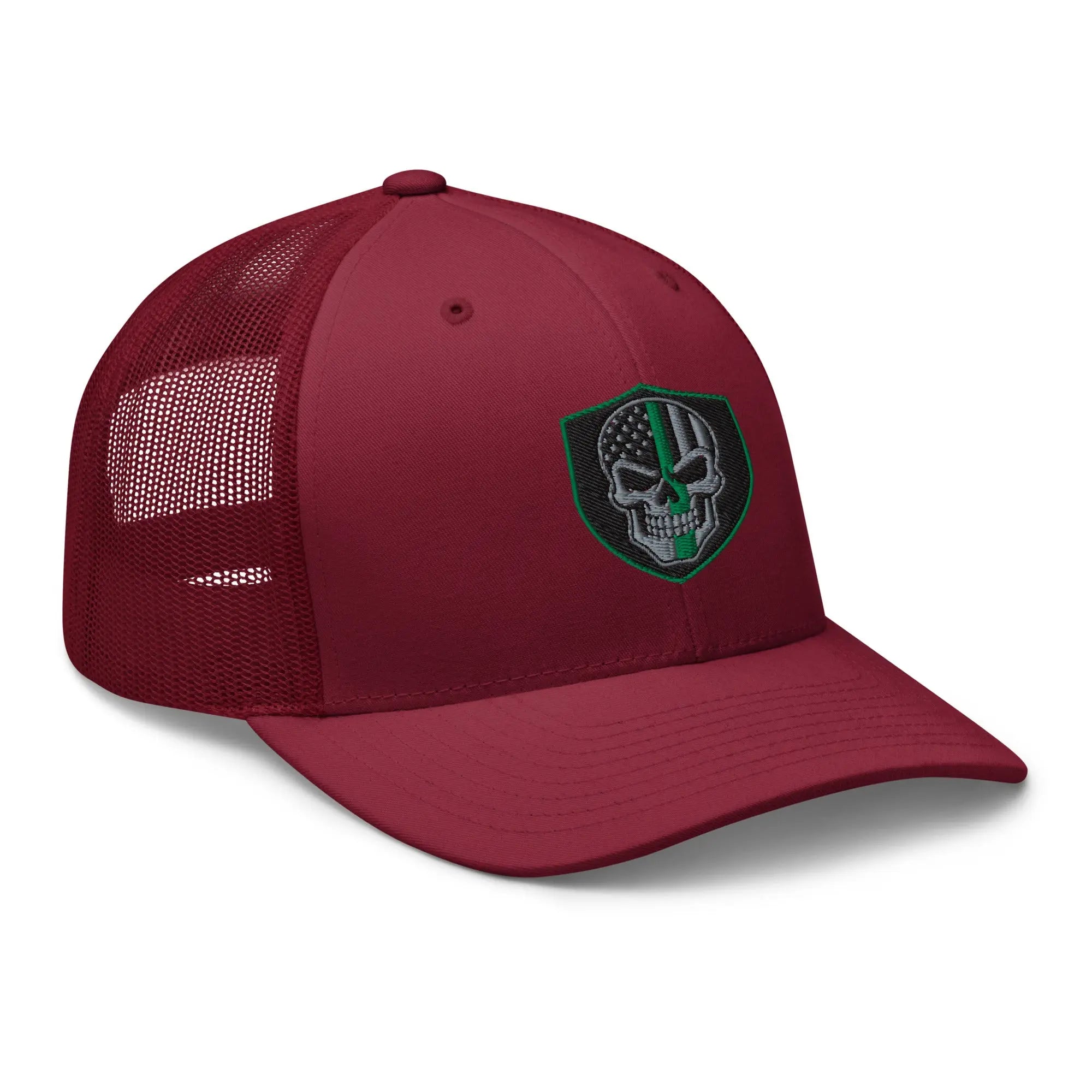 Hats  Snapback Custom Trucker Hats Green Line Skull Patriotic Cap for Men & Women Infidel Collective