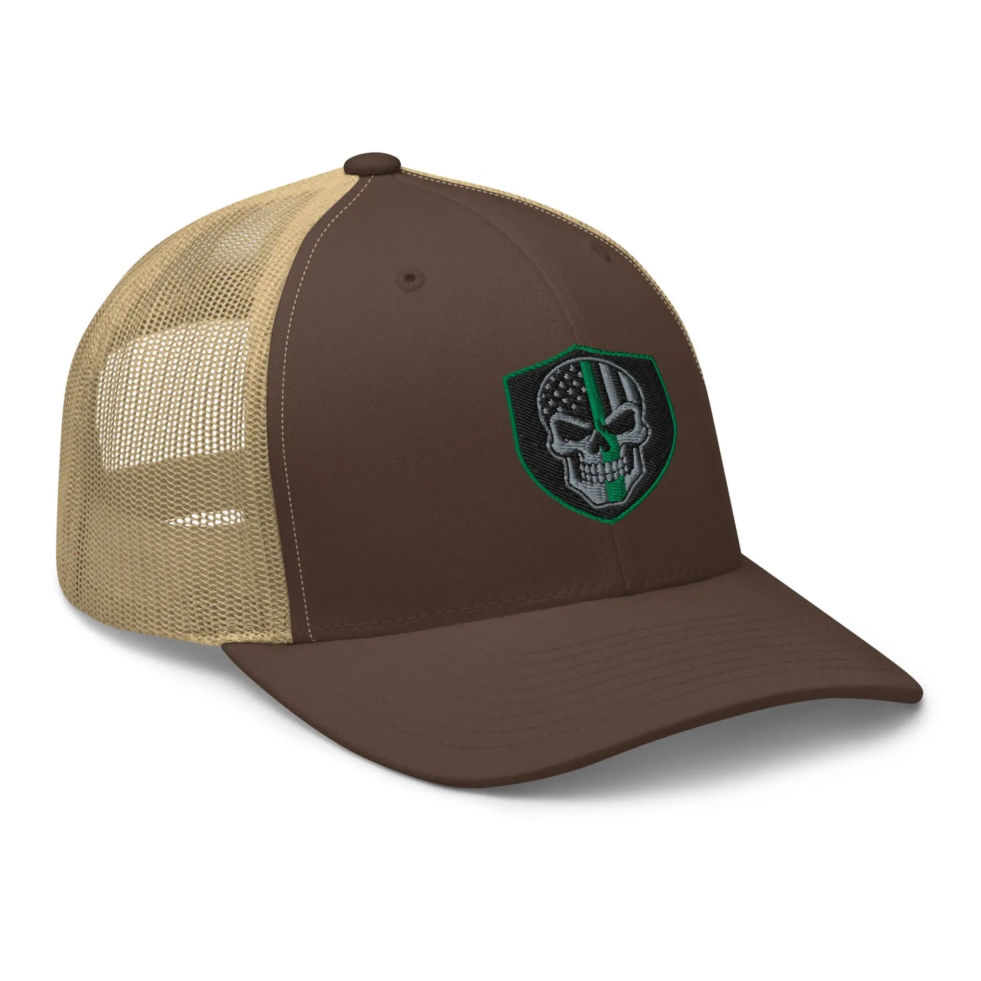 Hats  Snapback Custom Trucker Hats Green Line Skull Patriotic Cap for Men & Women Infidel Collective