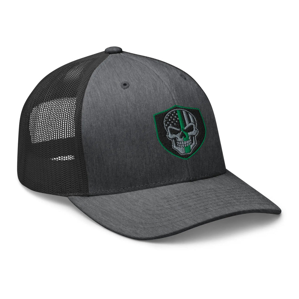 Hats  Snapback Custom Trucker Hats Green Line Skull Patriotic Cap for Men & Women Infidel Collective