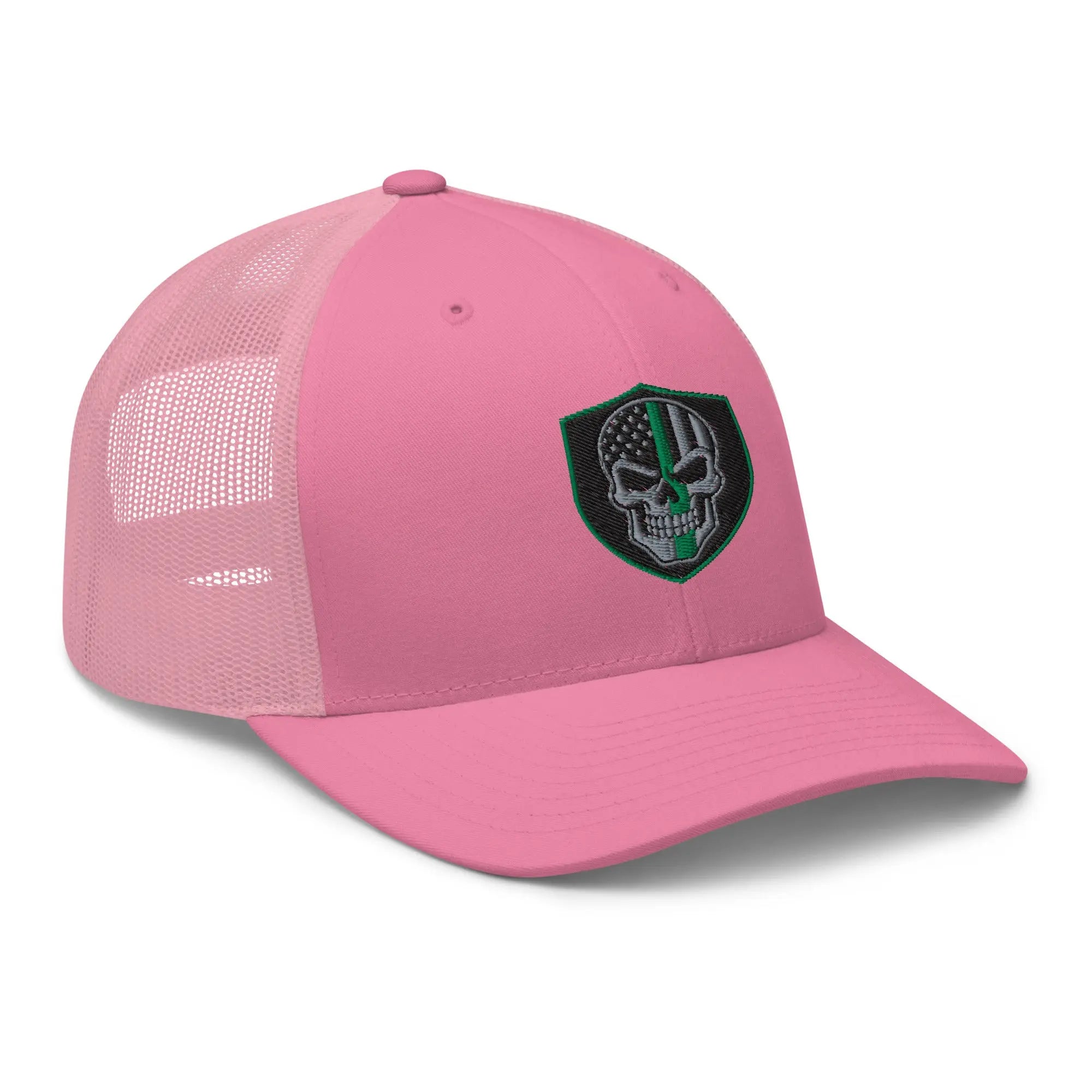 Hats  Snapback Custom Trucker Hats Green Line Skull Patriotic Cap for Men & Women Infidel Collective