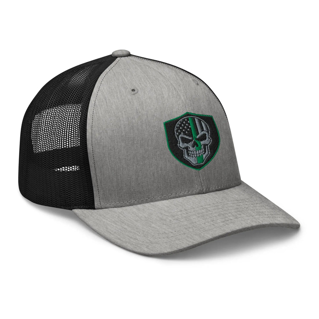 Hats  Snapback Custom Trucker Hats Green Line Skull Patriotic Cap for Men & Women Infidel Collective