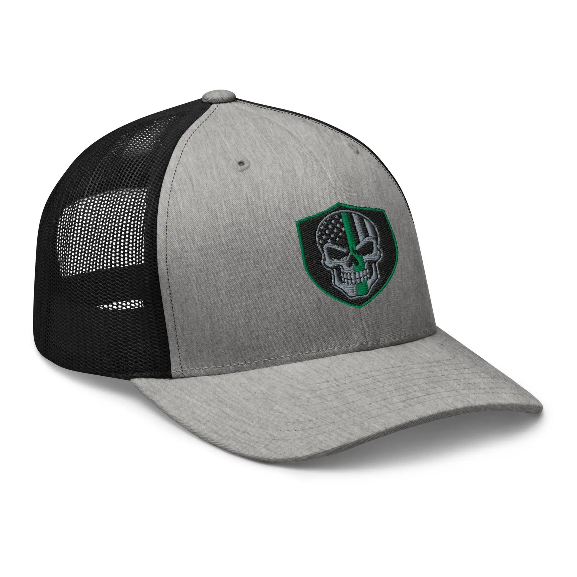 Hats  Snapback Custom Trucker Hats Green Line Skull Patriotic Cap for Men & Women Infidel Collective