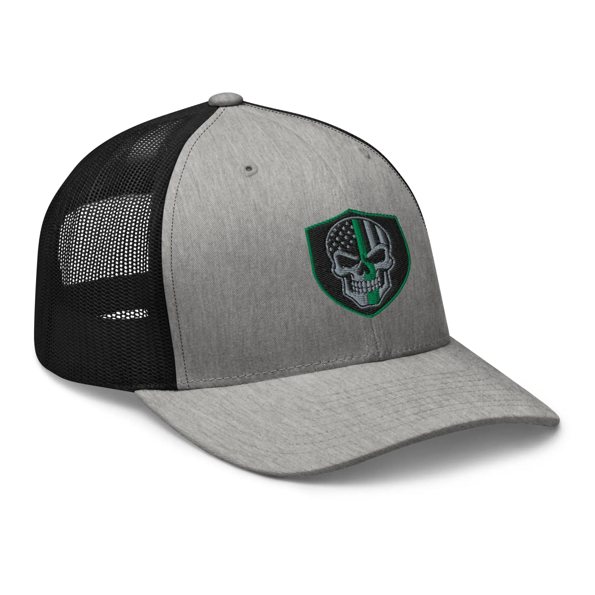 Hats  Snapback Custom Trucker Hats Green Line Skull Patriotic Cap for Men & Women Infidel Collective