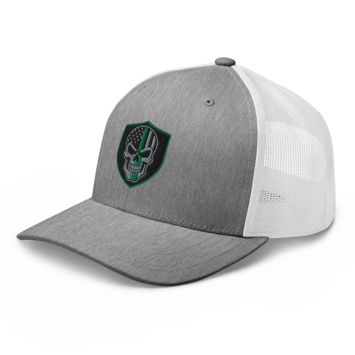 Hats  Snapback Custom Trucker Hats Green Line Skull Patriotic Cap for Men & Women Infidel Collective