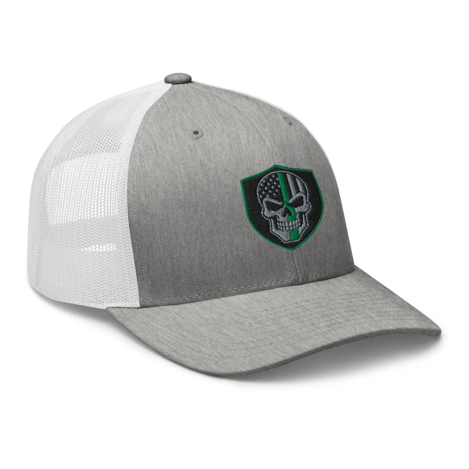Hats  Snapback Custom Trucker Hats Green Line Skull Patriotic Cap for Men & Women Infidel Collective