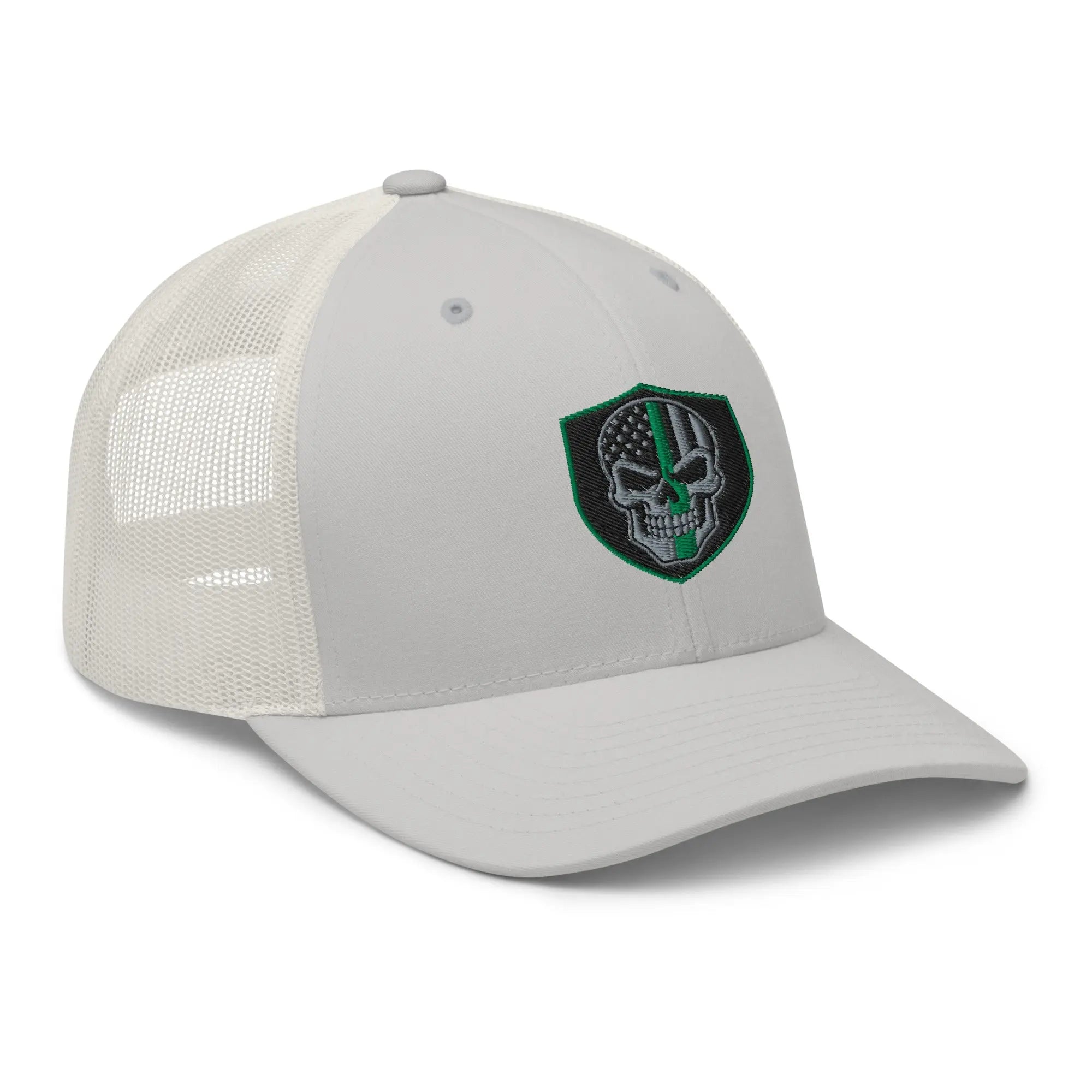 Hats  Snapback Custom Trucker Hats Green Line Skull Patriotic Cap for Men & Women Infidel Collective