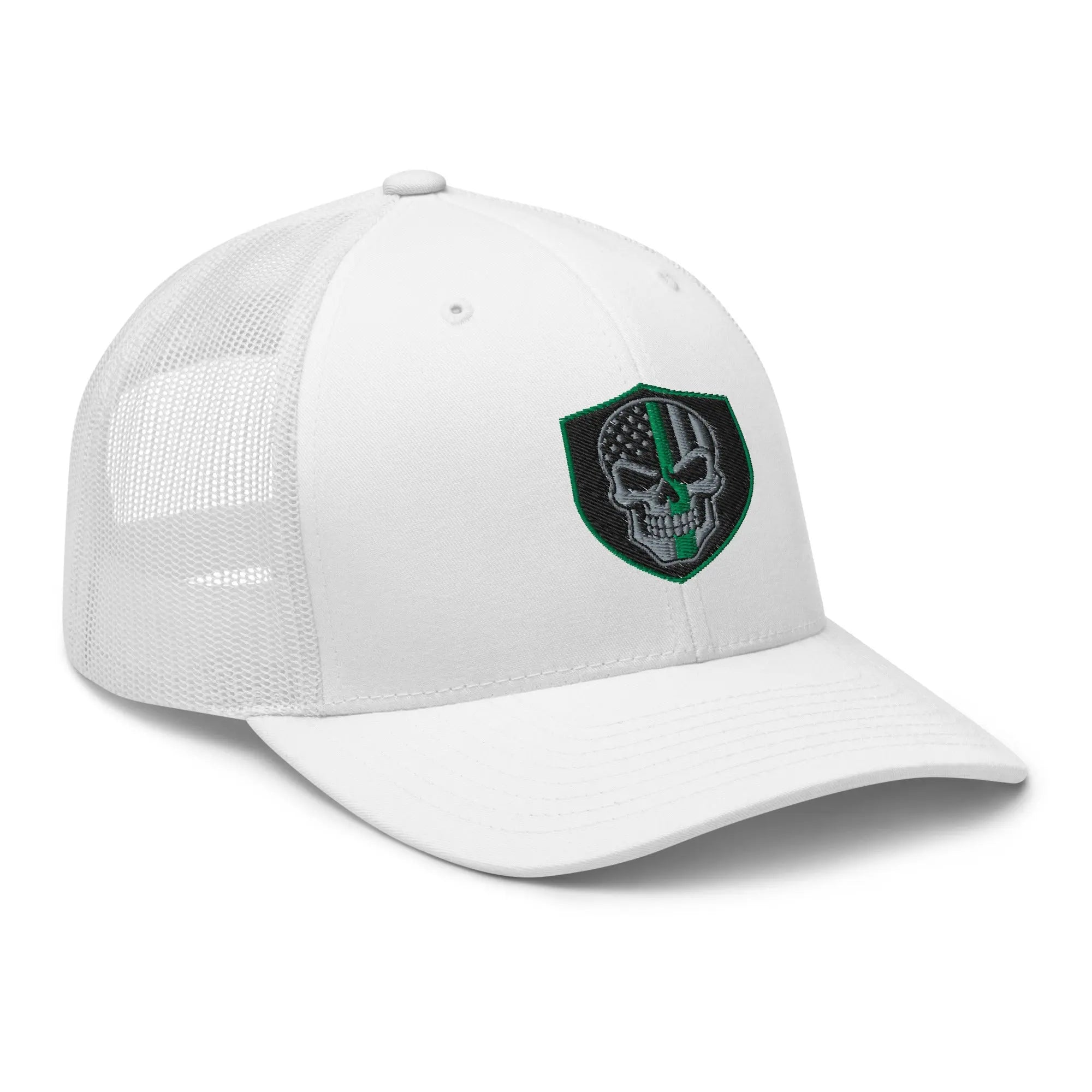 Hats  Snapback Custom Trucker Hats Green Line Skull Patriotic Cap for Men & Women Infidel Collective