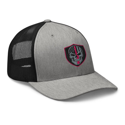 Hats  Snapback Custom Trucker Hats Pink Line Skull Patriotic Cap for Men & Women Infidel Collective