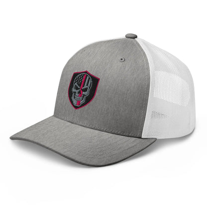 Hats  Snapback Custom Trucker Hats Pink Line Skull Patriotic Cap for Men & Women Infidel Collective