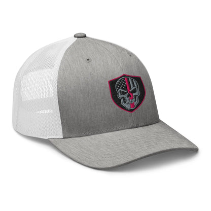 Hats  Snapback Custom Trucker Hats Pink Line Skull Patriotic Cap for Men & Women Infidel Collective