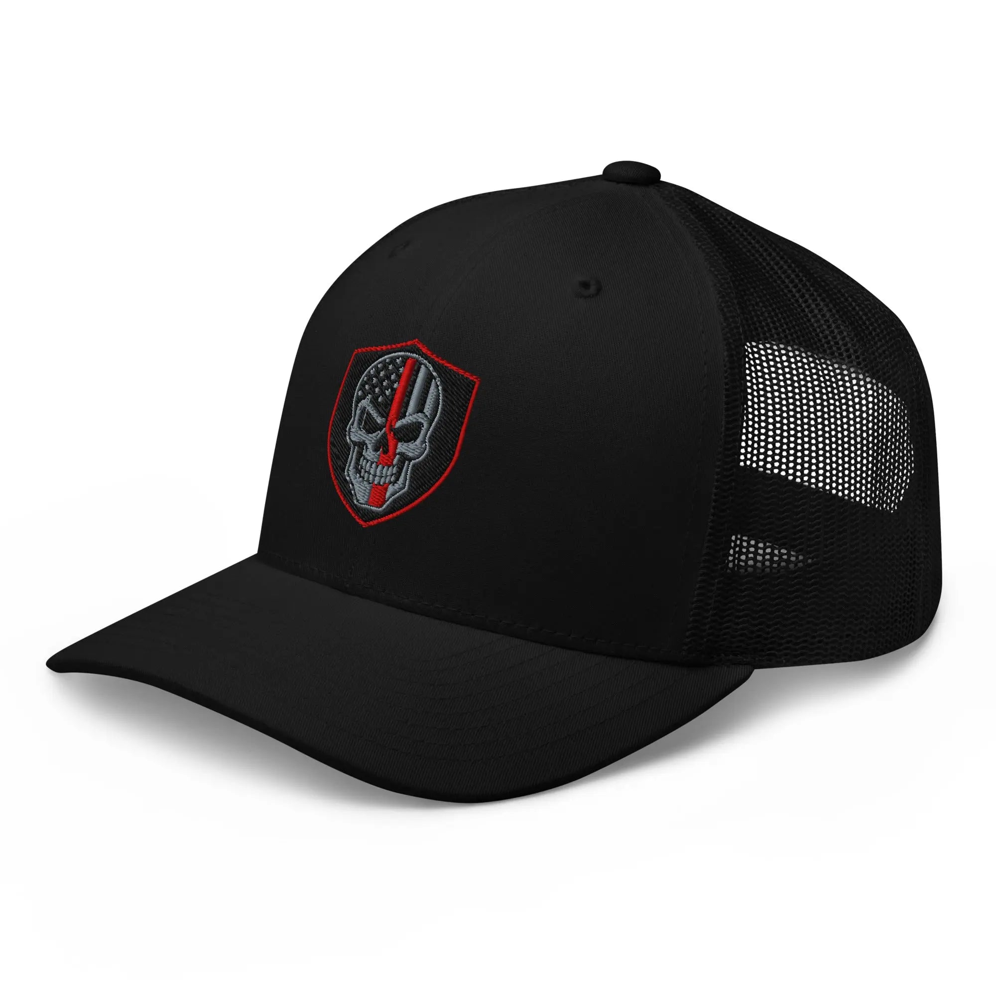 Hats  Snapback Custom Trucker Hats Red Line Skull Patriotic Cap for Men & Women Infidel Collective