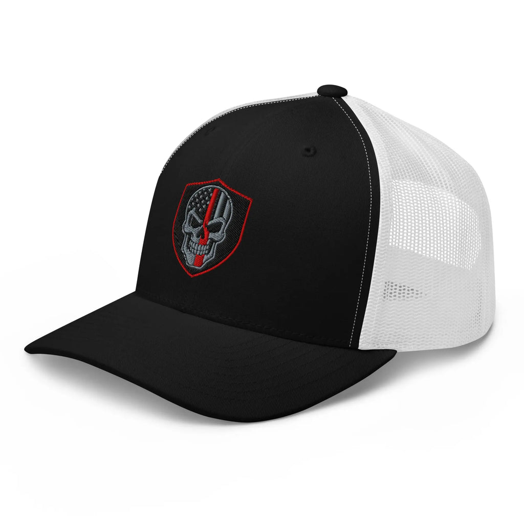 Hats  Snapback Custom Trucker Hats Red Line Skull Patriotic Cap for Men & Women Infidel Collective