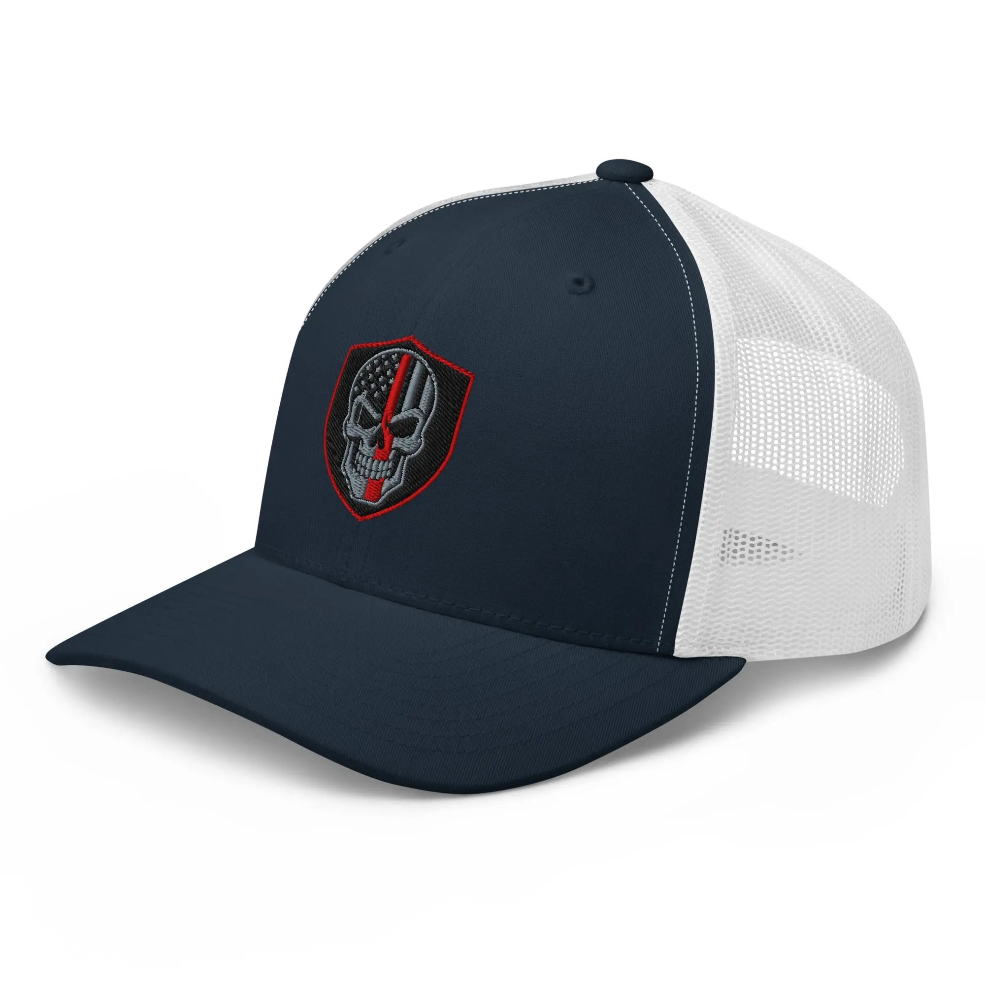 Hats  Snapback Custom Trucker Hats Red Line Skull Patriotic Cap for Men & Women Infidel Collective