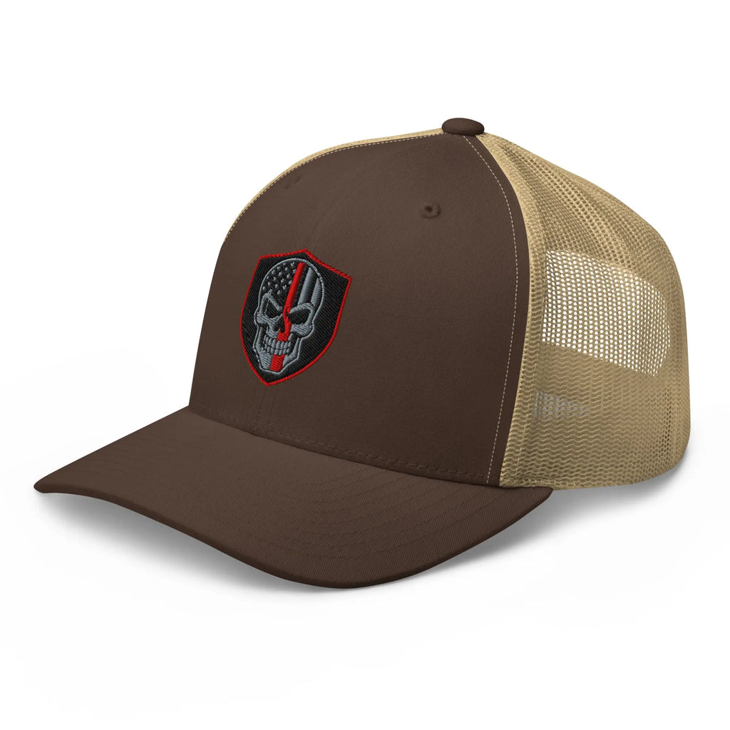 Hats  Snapback Custom Trucker Hats Red Line Skull Patriotic Cap for Men & Women Infidel Collective