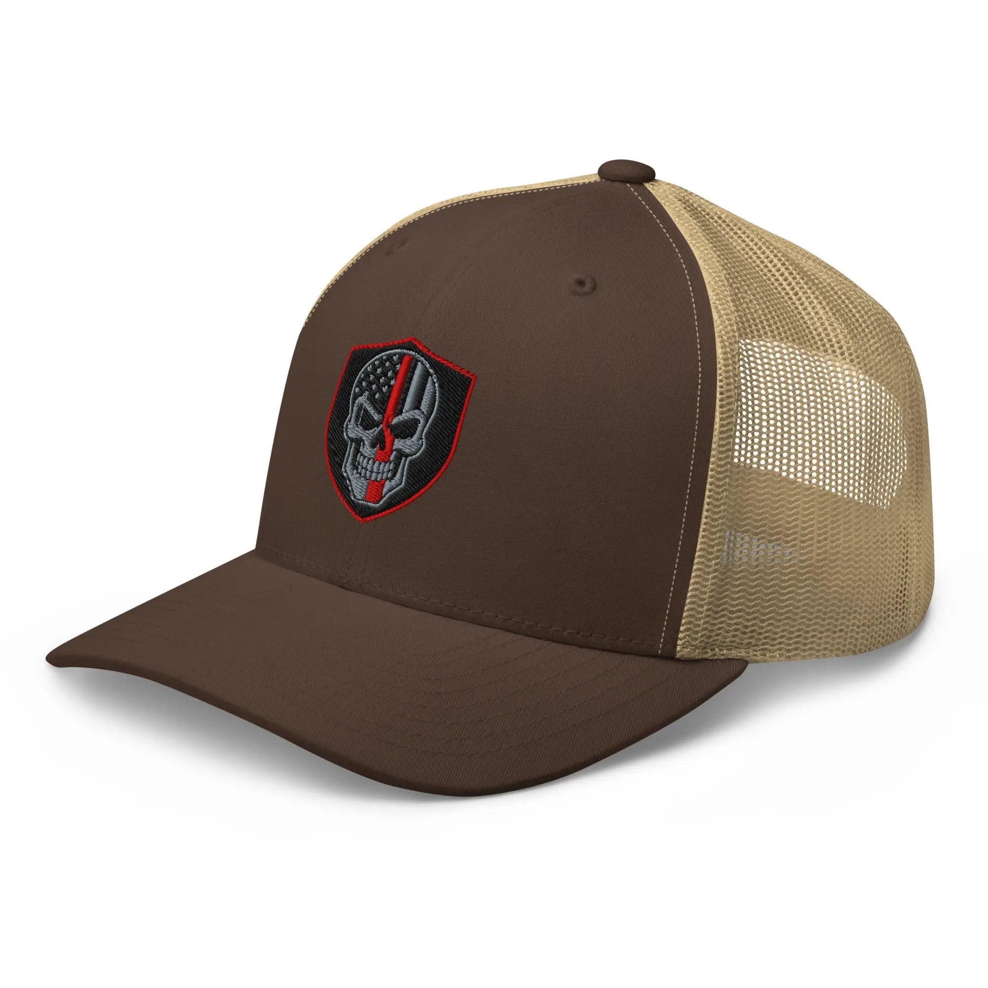 Hats  Snapback Custom Trucker Hats Red Line Skull Patriotic Cap for Men & Women Infidel Collective