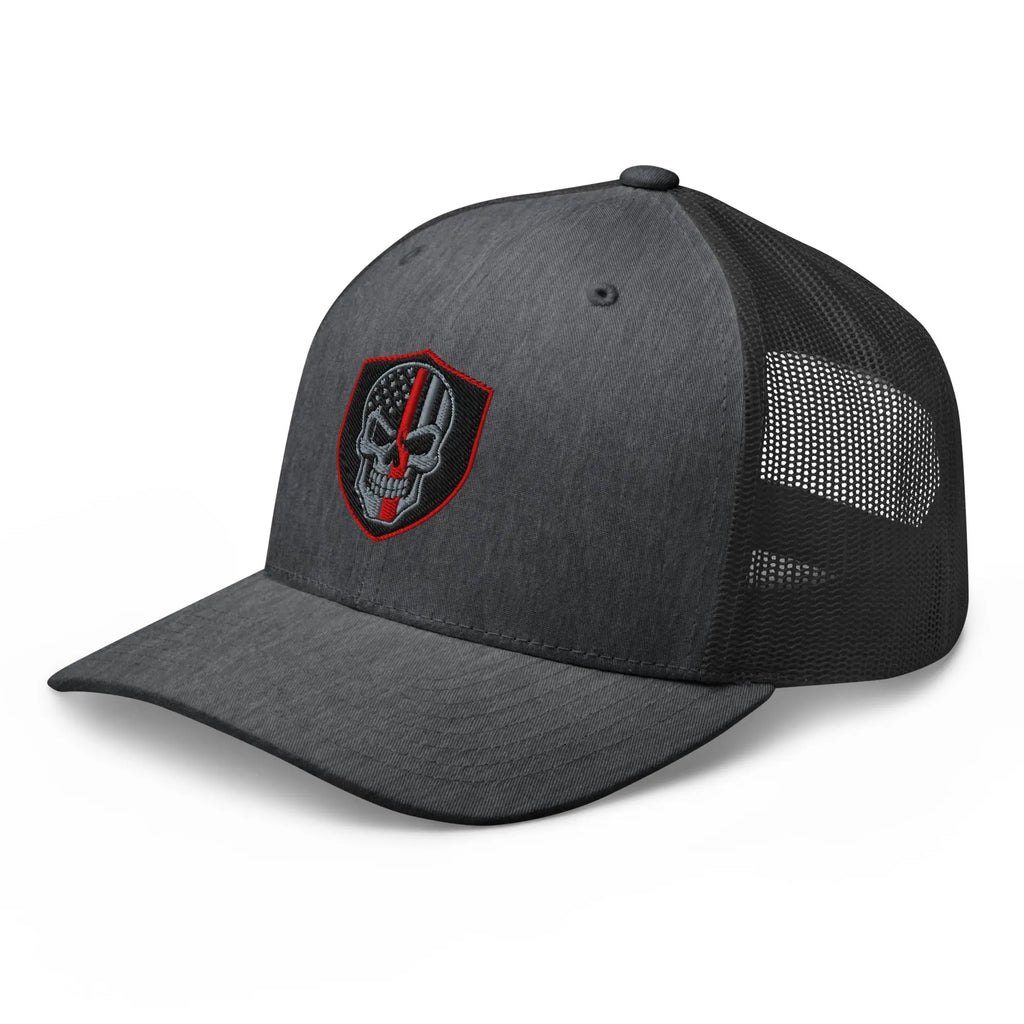 Hats  Snapback Custom Trucker Hats Red Line Skull Patriotic Cap for Men & Women Infidel Collective