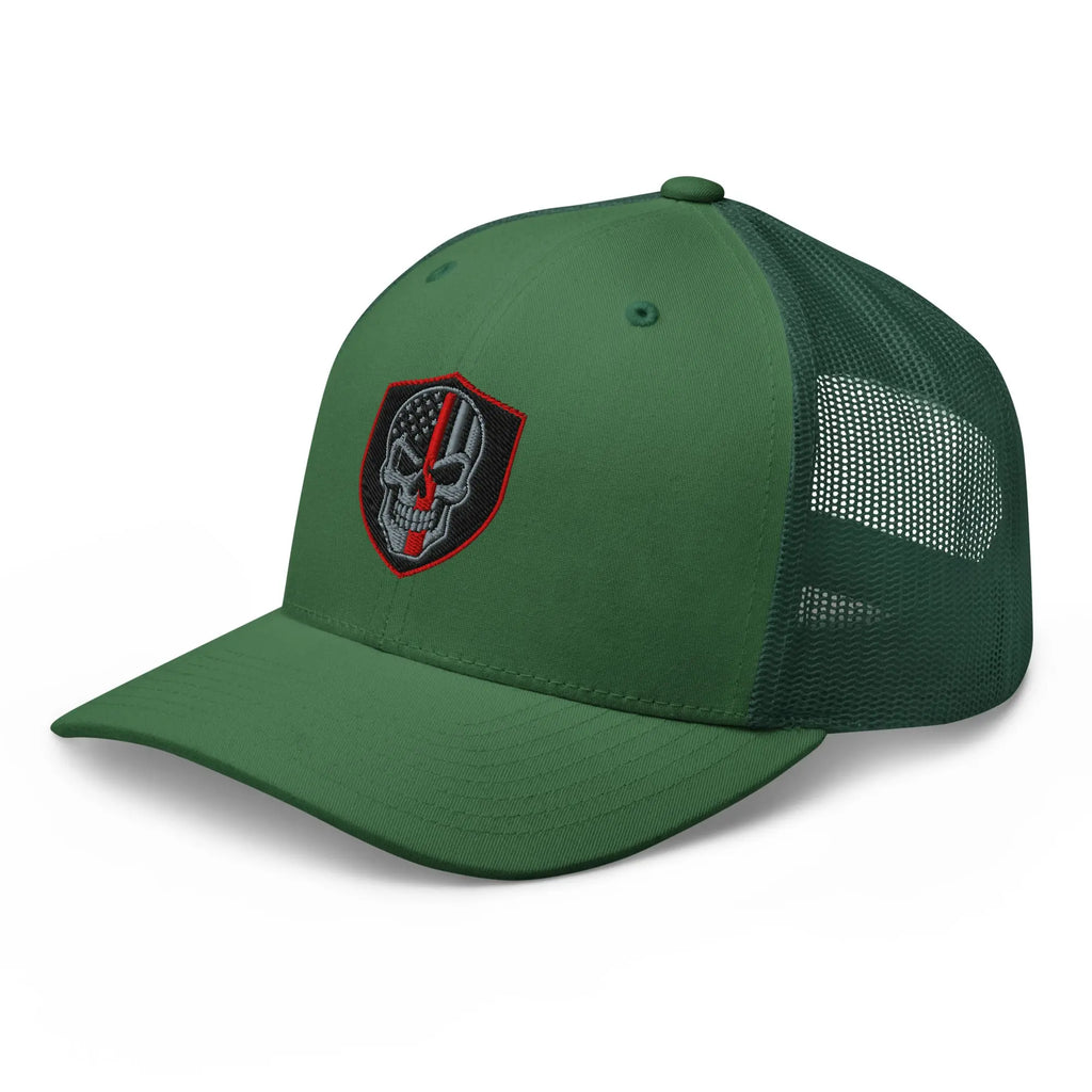 Hats  Snapback Custom Trucker Hats Red Line Skull Patriotic Cap for Men & Women Infidel Collective