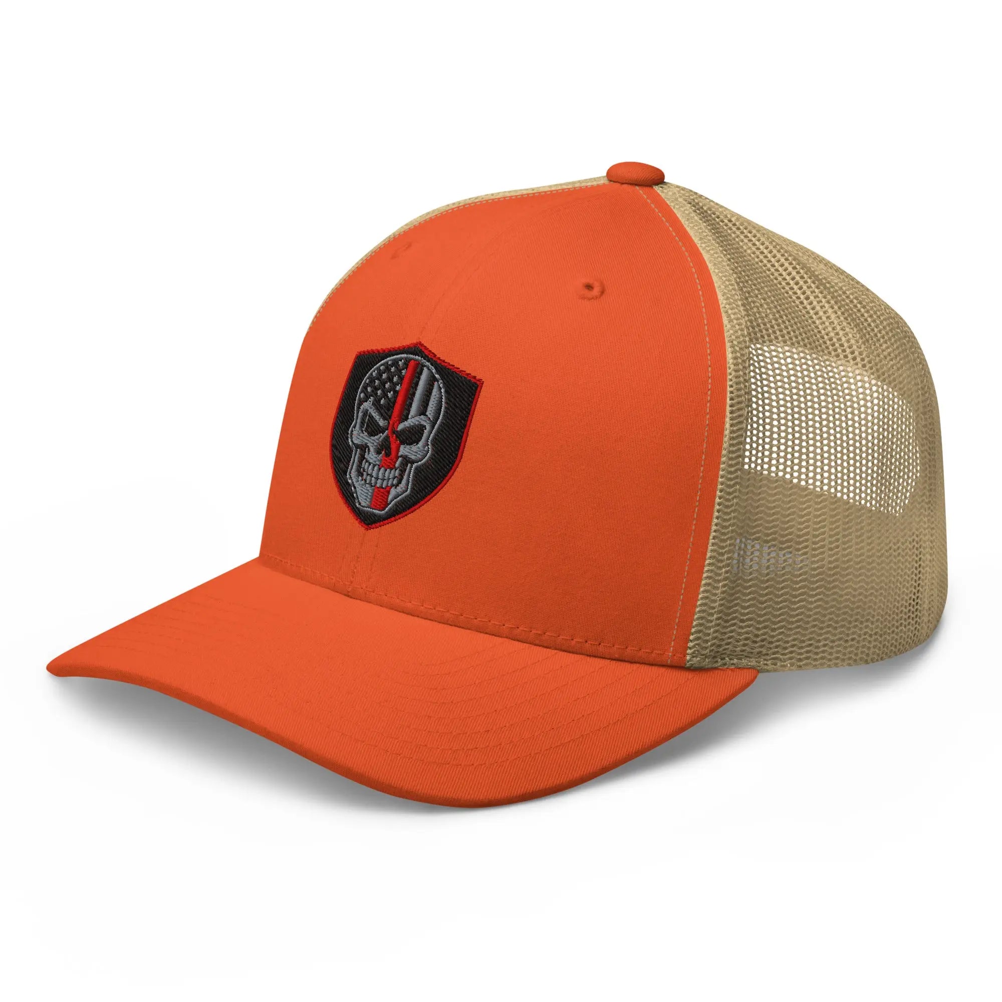 Hats  Snapback Custom Trucker Hats Red Line Skull Patriotic Cap for Men & Women Infidel Collective