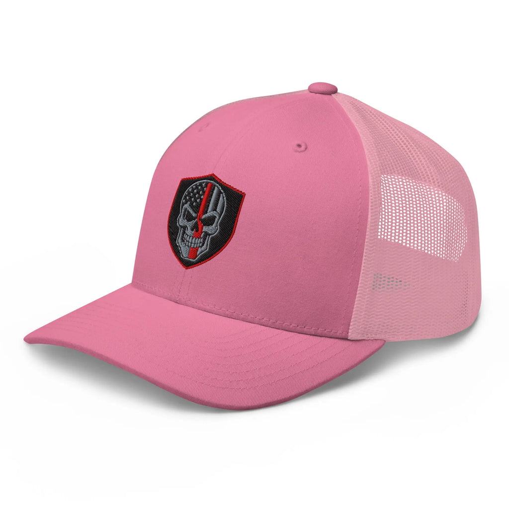 Hats  Snapback Custom Trucker Hats Red Line Skull Patriotic Cap for Men & Women Infidel Collective