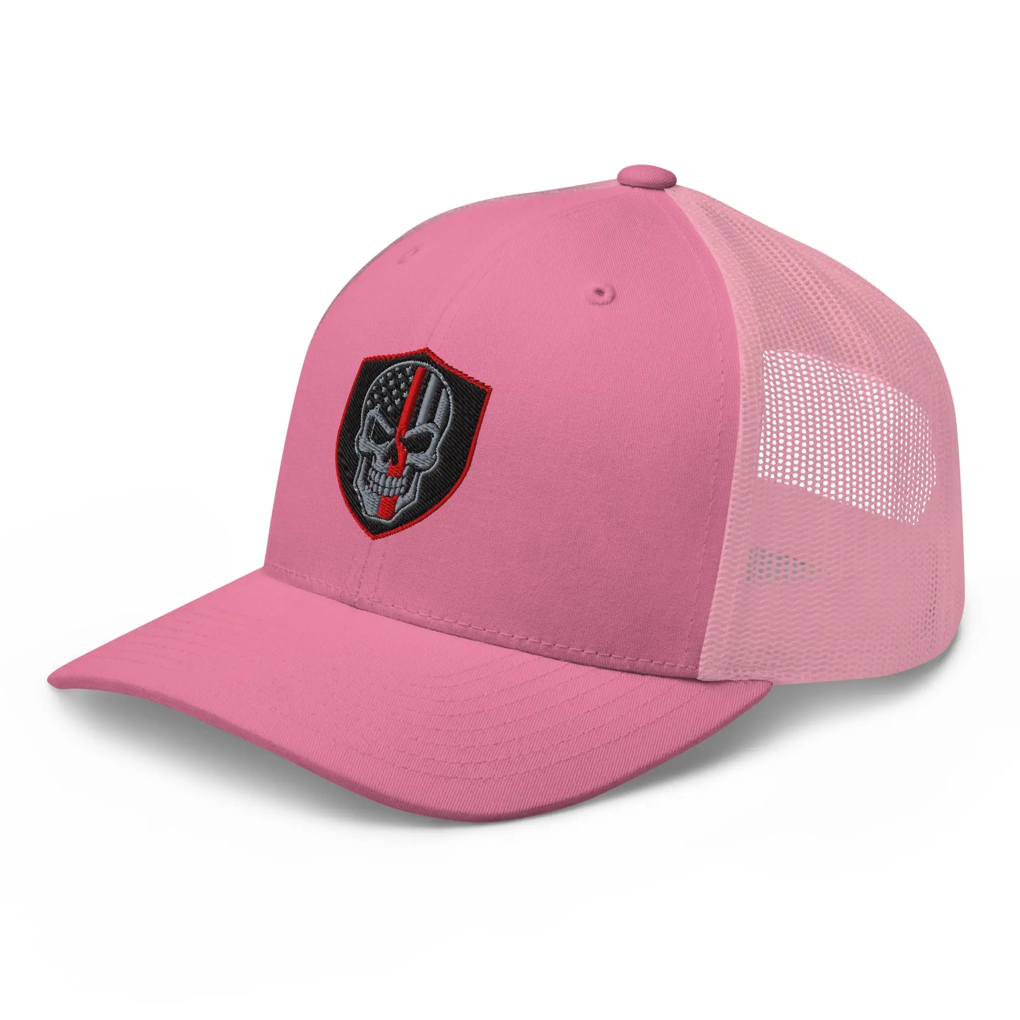 Hats  Snapback Custom Trucker Hats Red Line Skull Patriotic Cap for Men & Women Infidel Collective