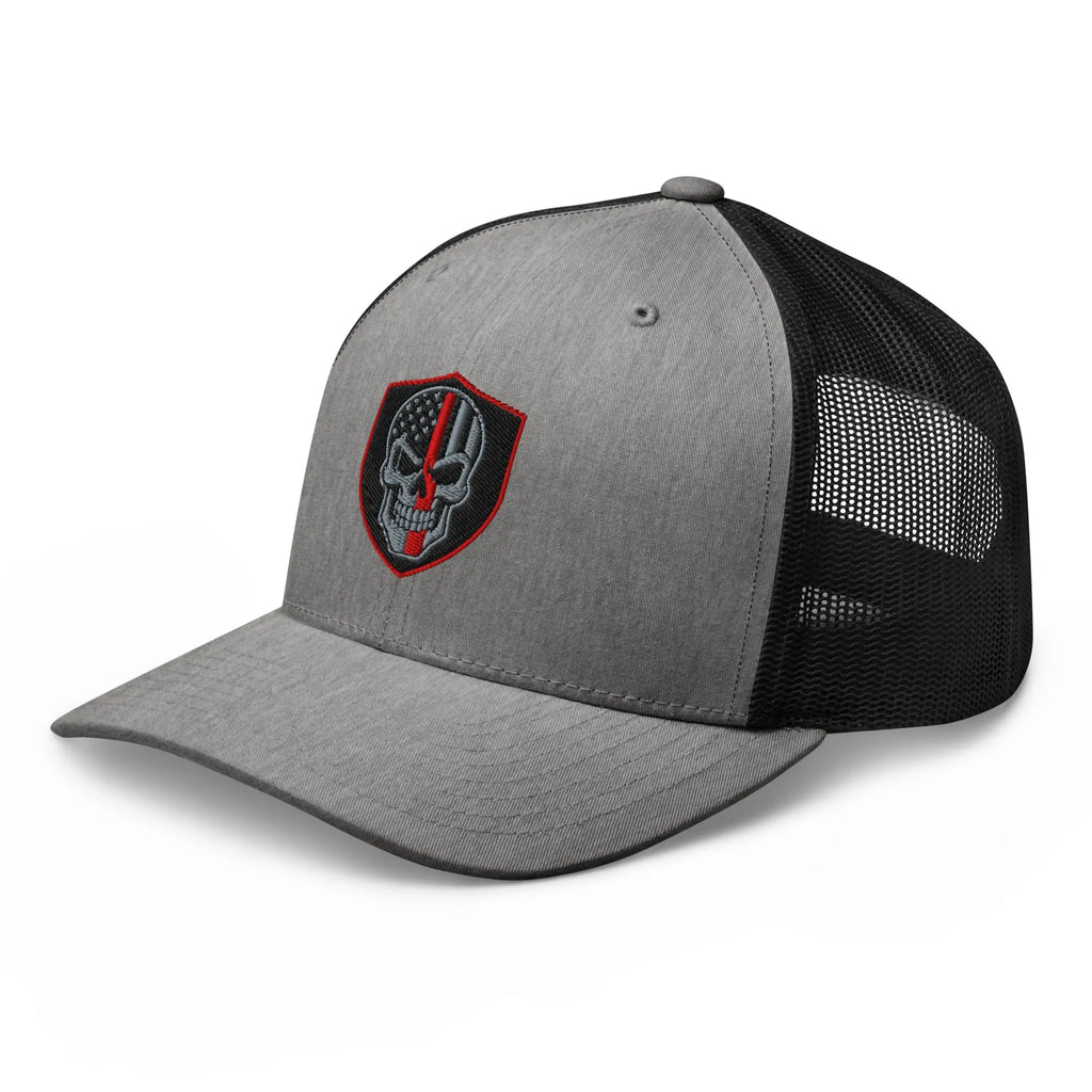 Hats  Snapback Custom Trucker Hats Red Line Skull Patriotic Cap for Men & Women Infidel Collective