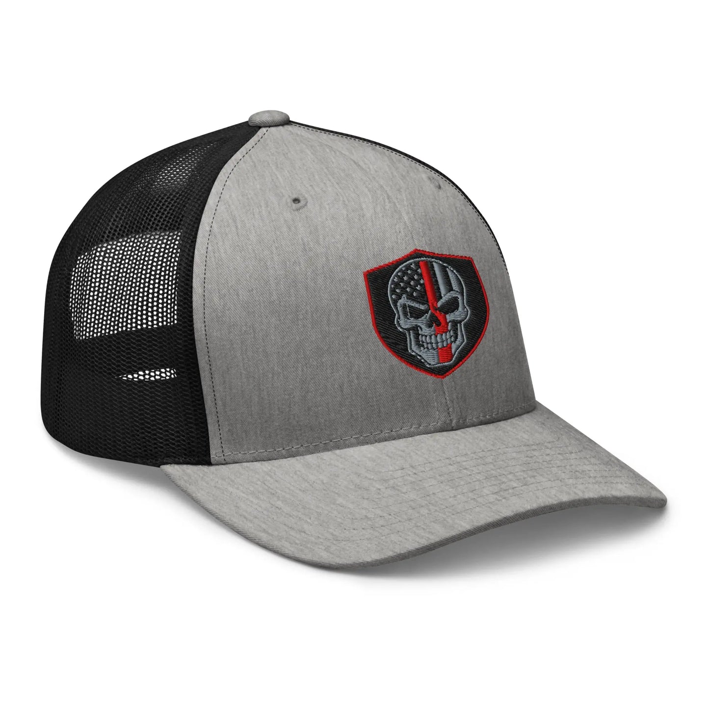 Hats  Snapback Custom Trucker Hats Red Line Skull Patriotic Cap for Men & Women Infidel Collective