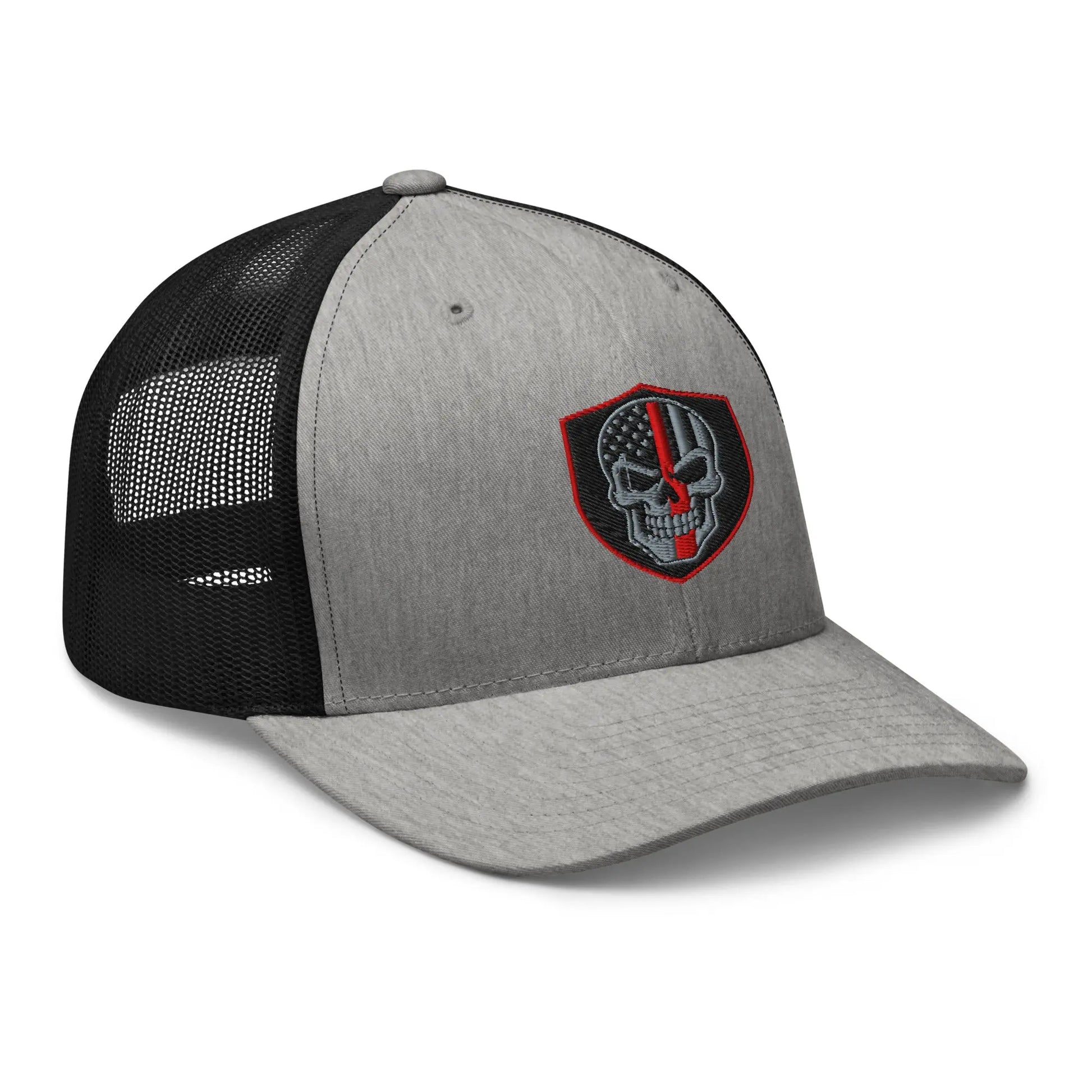 Hats  Snapback Custom Trucker Hats Red Line Skull Patriotic Cap for Men & Women Infidel Collective