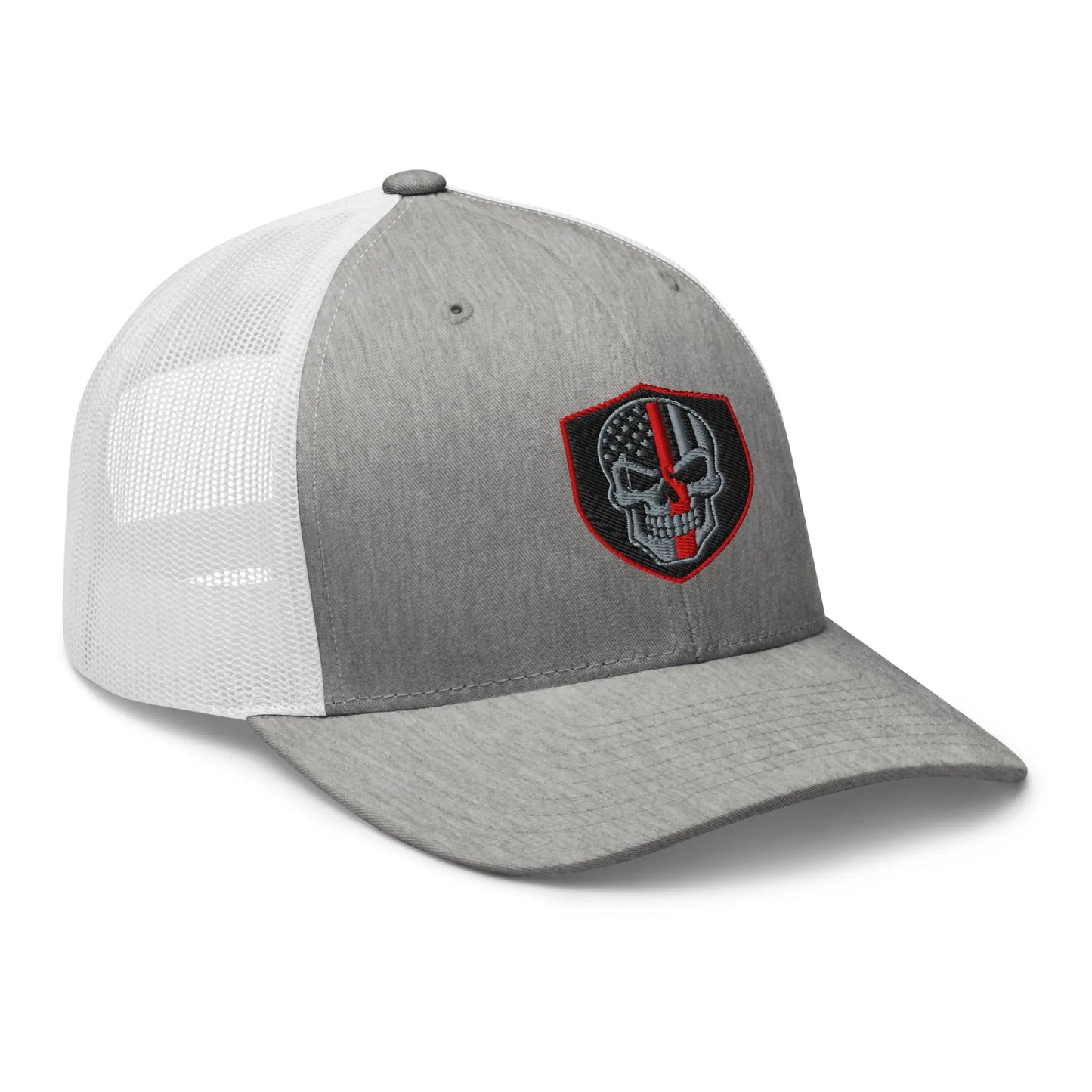 Hats  Snapback Custom Trucker Hats Red Line Skull Patriotic Cap for Men & Women Infidel Collective