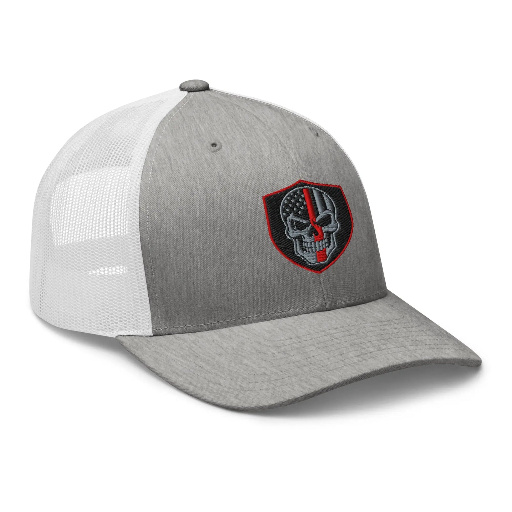 Hats  Snapback Custom Trucker Hats Red Line Skull Patriotic Cap for Men & Women Infidel Collective