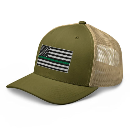 Hats  Snapback Custom Trucker Hats Thin Green Line Flag for Men & Women Infidel Collective