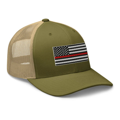 Hats  Snapback Custom Trucker Hats Thin Red Line Flag for Men & Women Patriotic Cap Infidel Collective